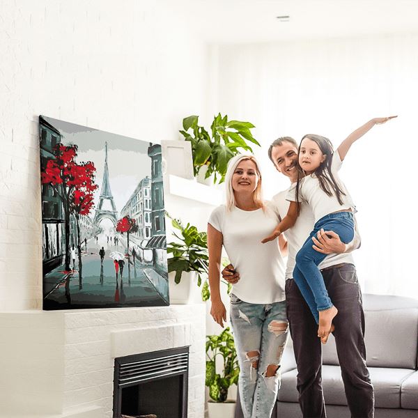 Malen nach Zahlen Wandgestaltung Rote Liebe in Paris