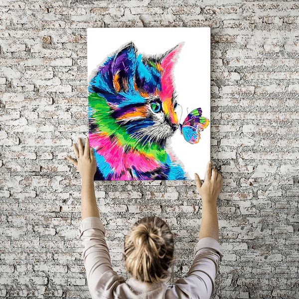 Malen nach Zahlen Wandbild Crazy Cat