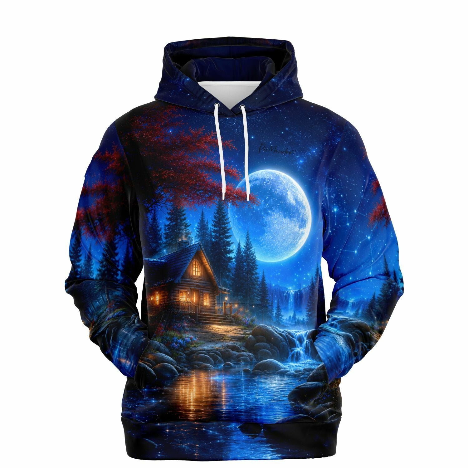 Dreamer Hoodie mit Mondlicht-Landschaft, wie bei Diamond Painting oder Malen nach Zahlen für Erwachsene