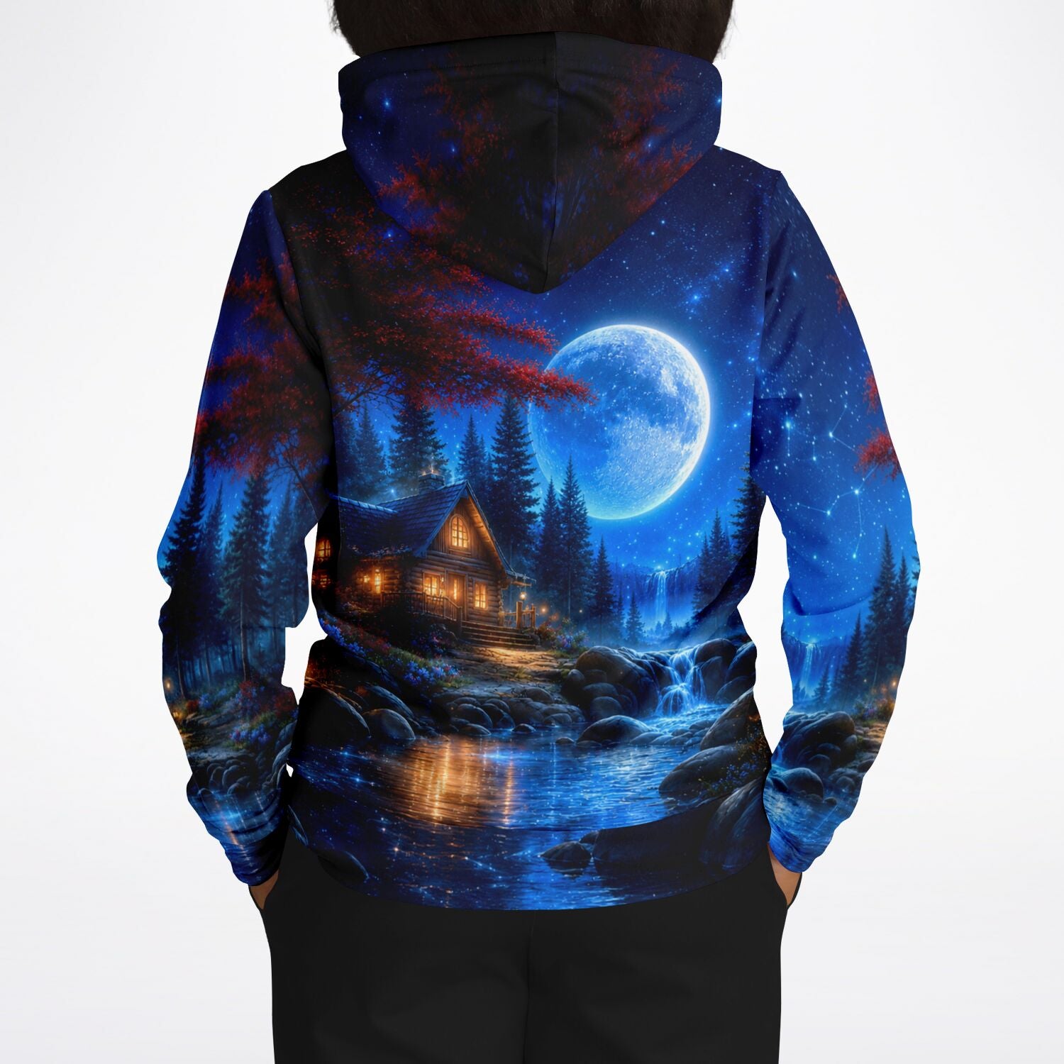 Dreamer Hoodie mit Mondlicht-Landschaft, ideal als Vorlage für Diamond Painting und Malen nach Zahlen für Erwachsene
