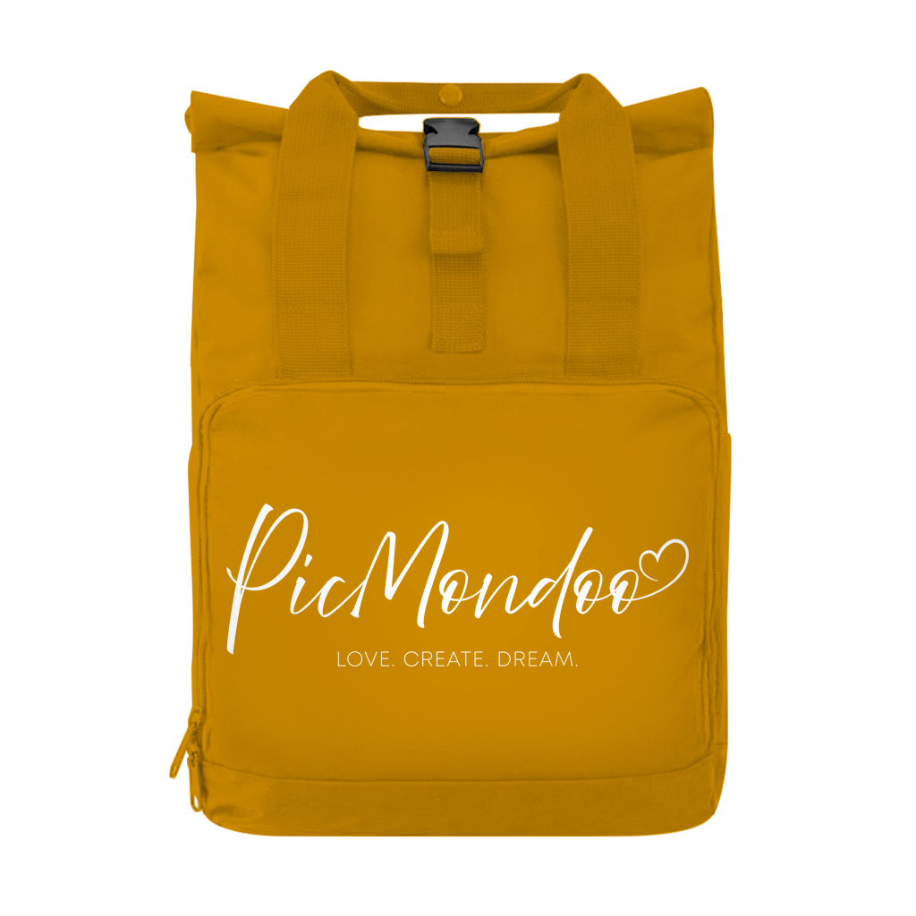 Rucksack mit Seitentasche picmondoo logo