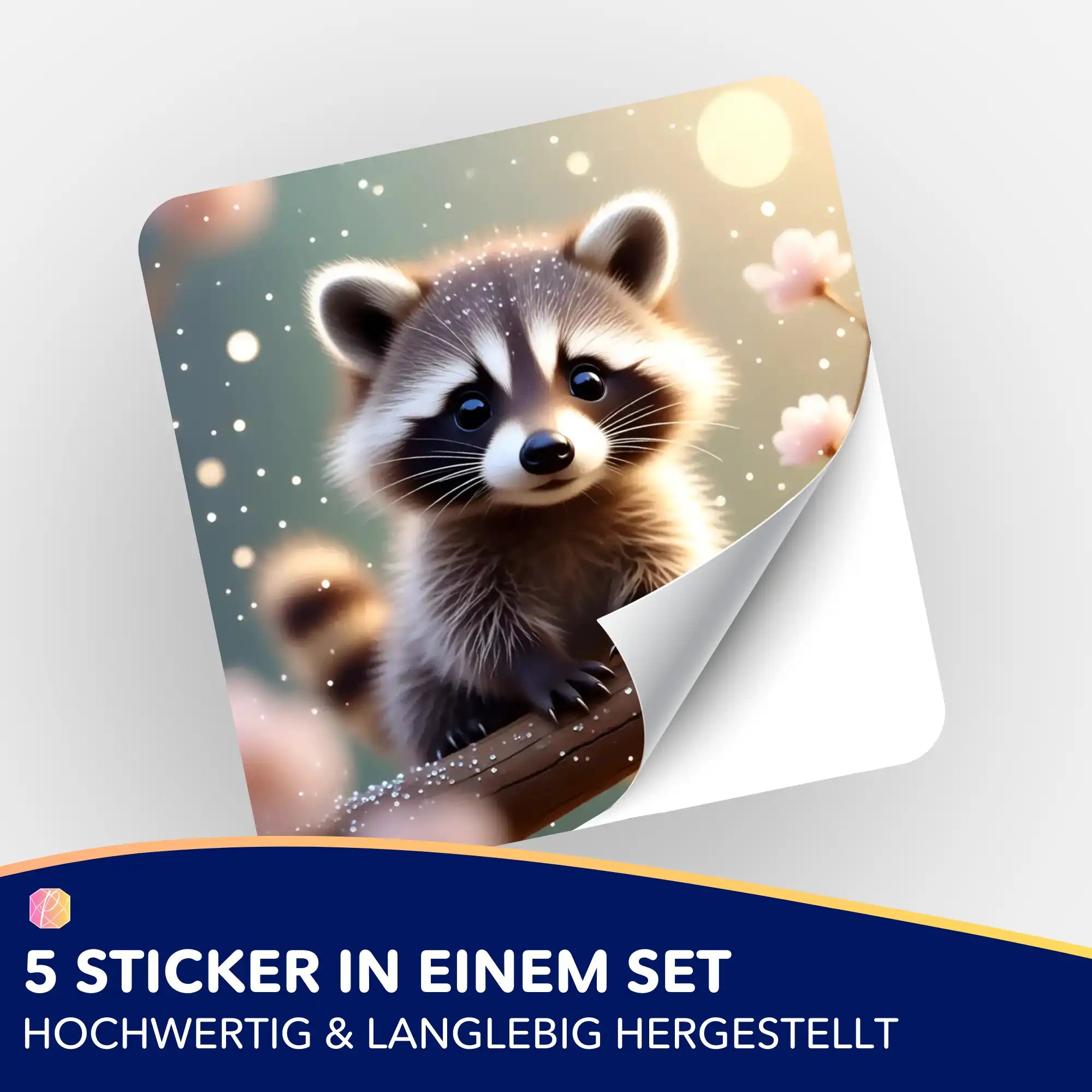 5er-Set Sticker Waschbär Klettermax für Diamond Painting Organisation und Dekoration