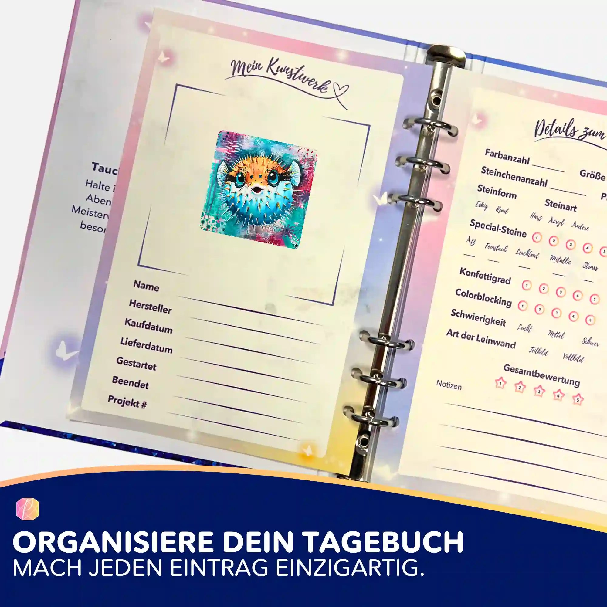 Picmondoo 5er-Set Aufkleber zur Organisation von Diamond Painting Projekten und Malen nach Zahlen Kunstwerken im Tagebuch
