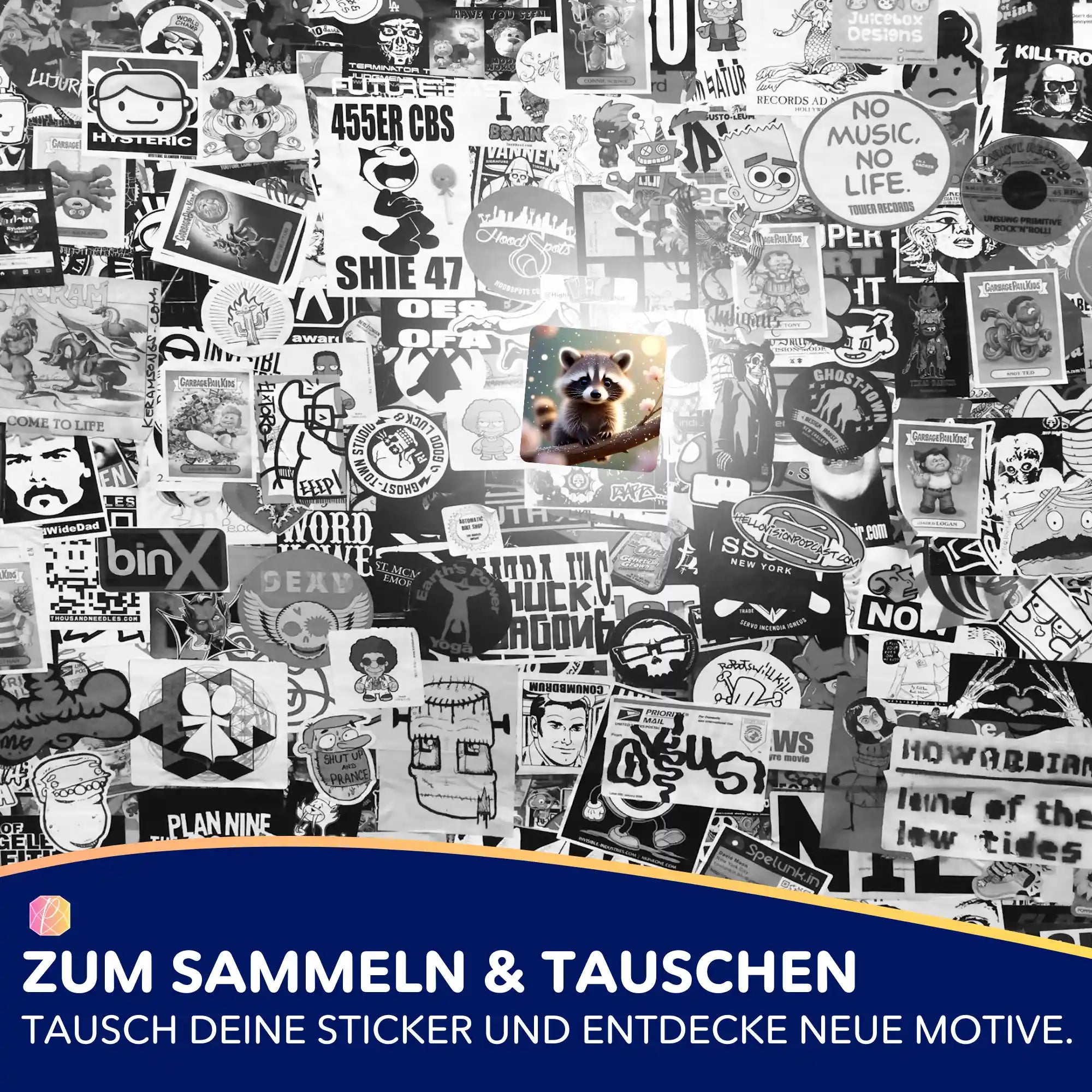 Süßer Waschbär-Sticker aus dem Picmondoo Diamond Painting Zubehör-Set zum Sammeln und Verzieren