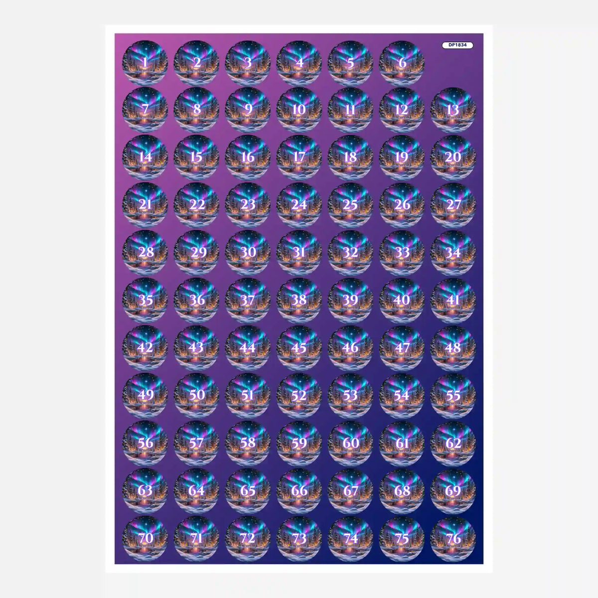 Döschenaufkleber für Diamond Painting Zubehör mit Motiv Wenn der Himmel tanzt und Nummern für die Steinsortierung
