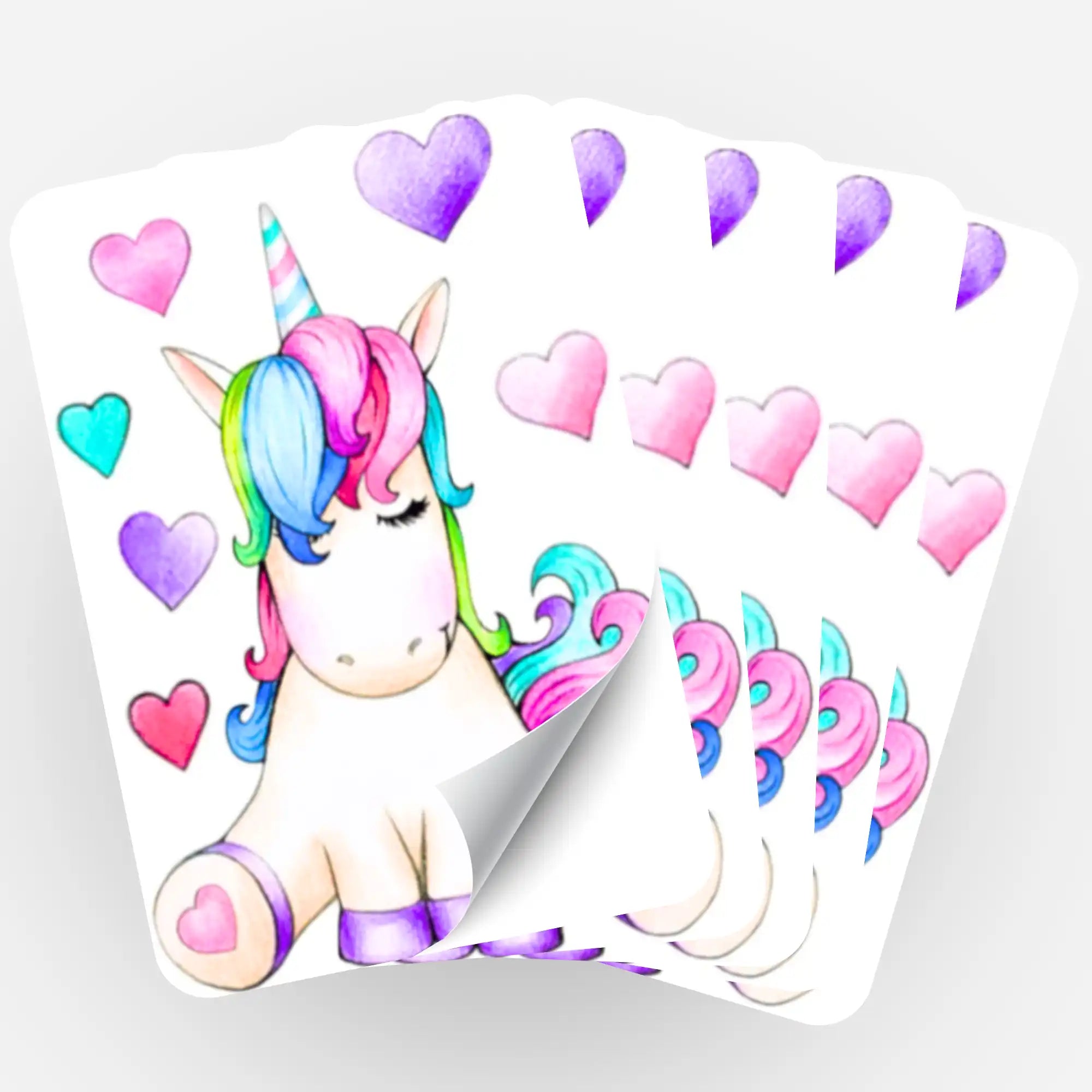 Aufkleber 5er-Set - Buntes Einhorn