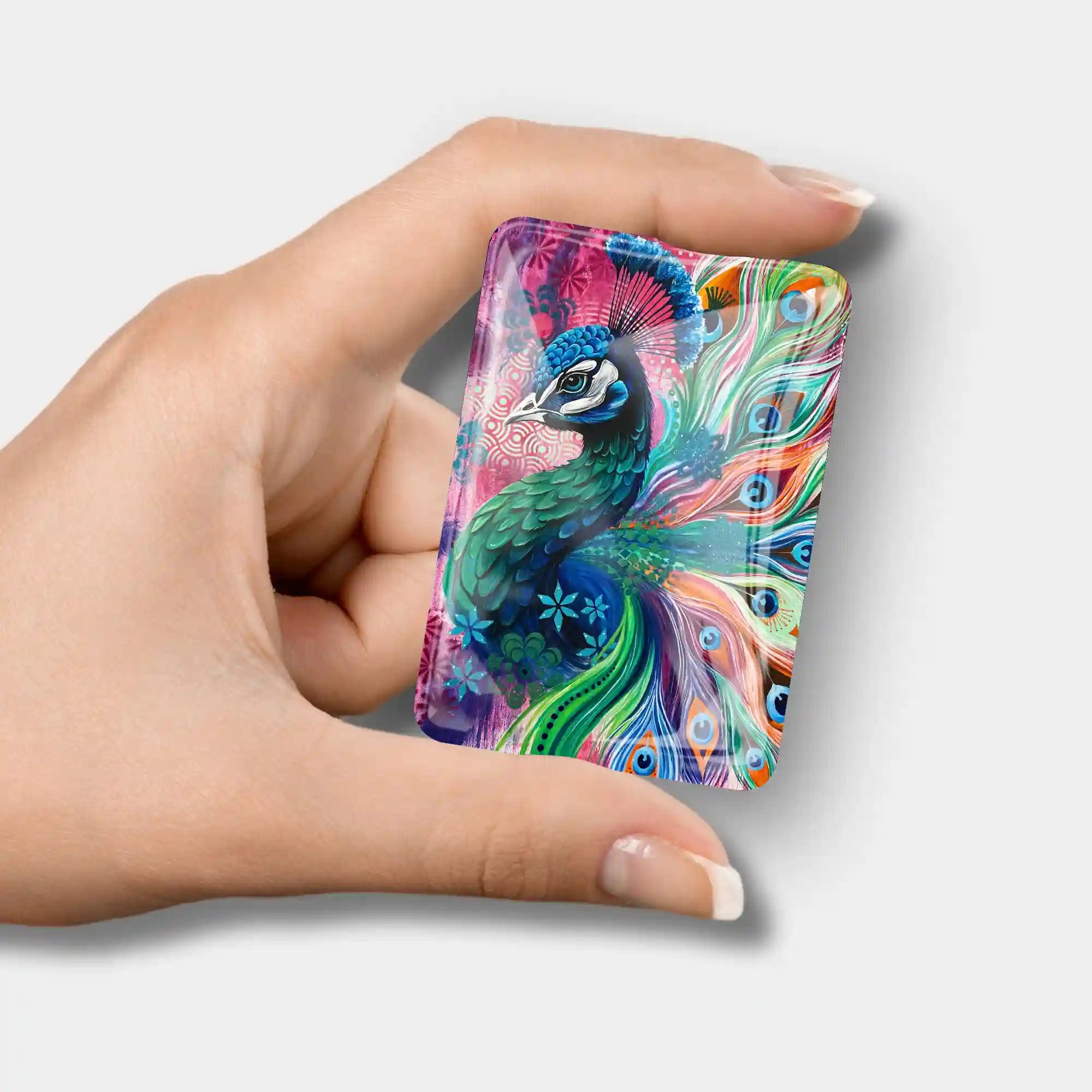 Glas Cover Minder mit Pfau-Motiv für Diamond Painting Zubehör – starker Magnet zum Halten der Folie