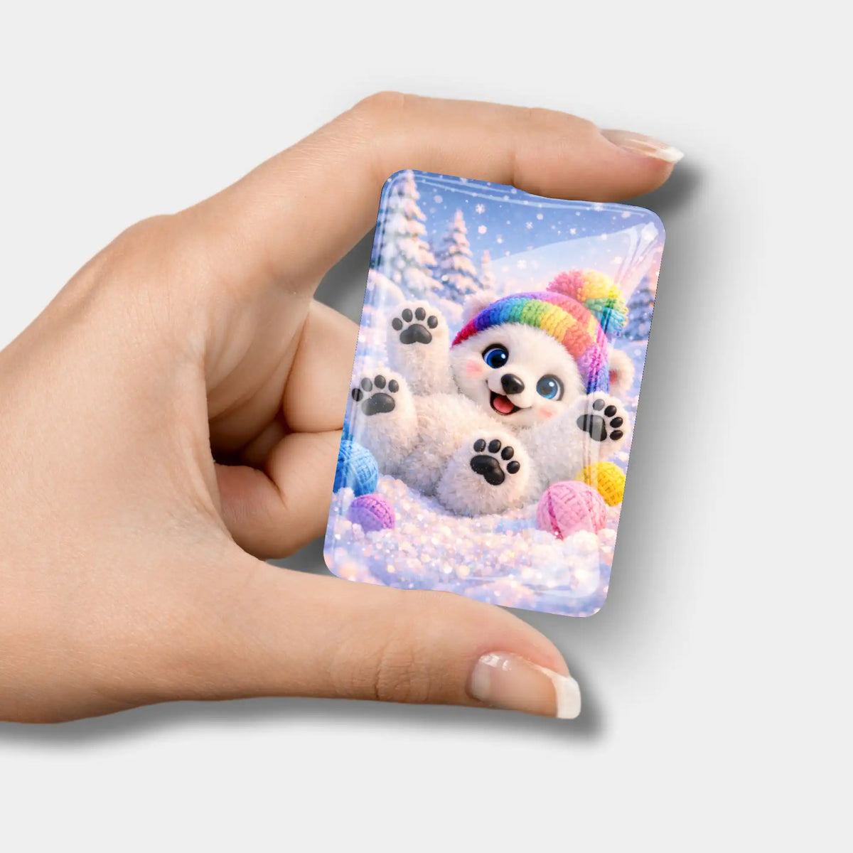 Glas Cover Minder Winterfreude mit Eisbären-Motiv als praktisches Zubehör für dein Diamond Painting Set