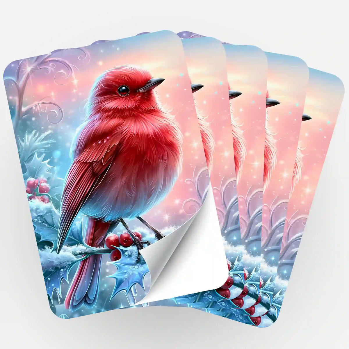 Picmondoo 5er-Set Aufkleber mit Motiv Feuerherz im ersten Frost für Diamond Painting und Bastelzubehör
