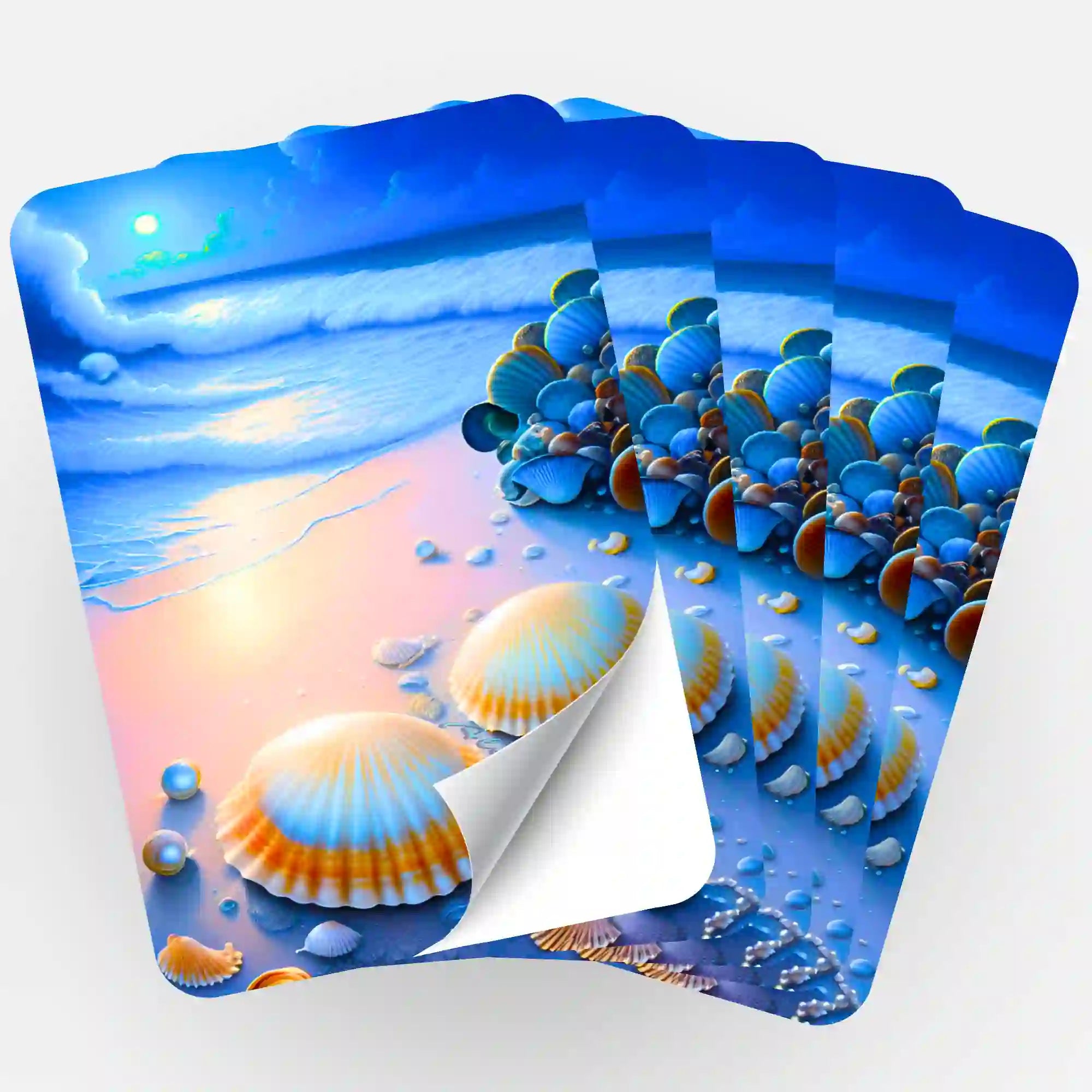 Aufkleber 5er-Set - Strand im Nachtglanz