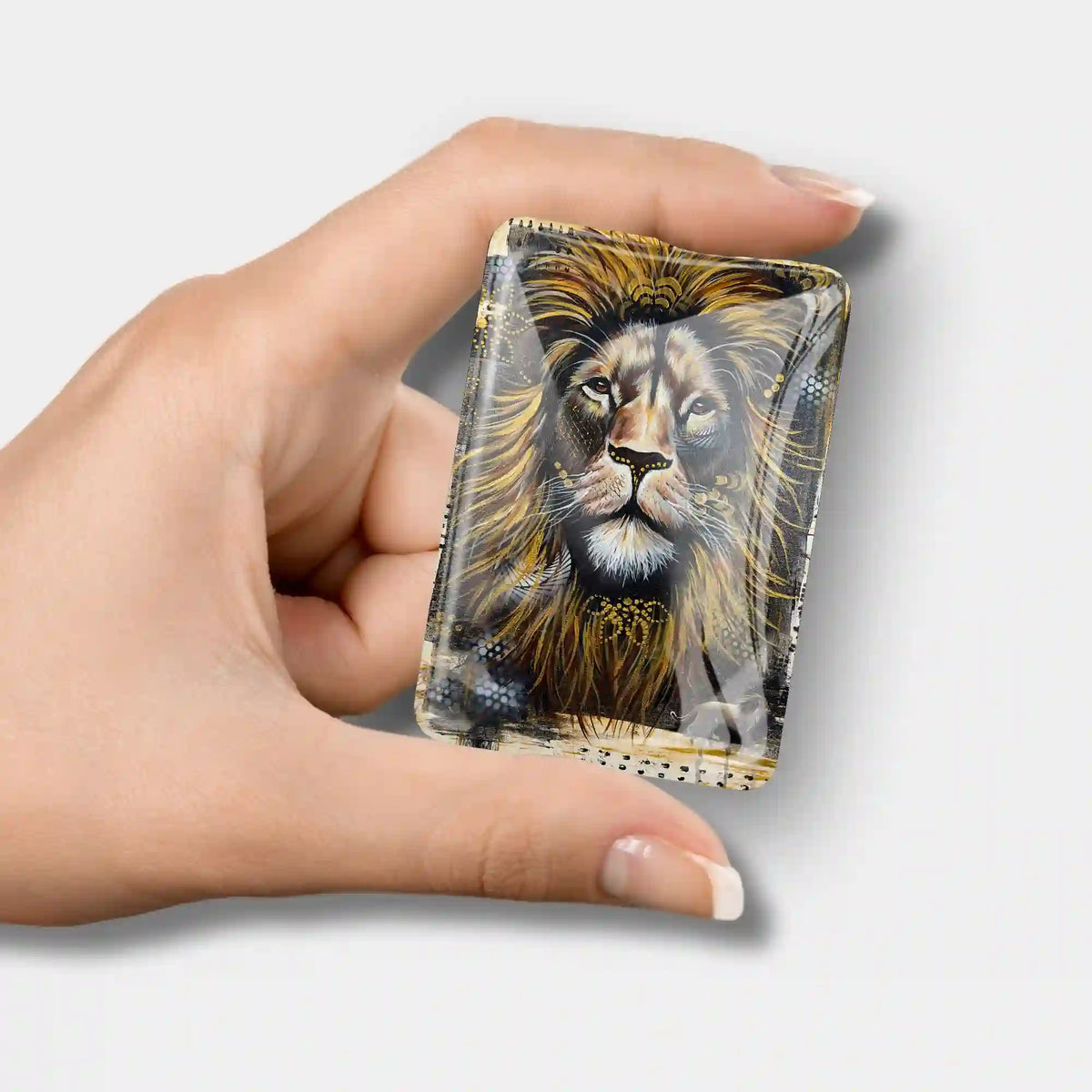 Glas Cover Minder mit Löwen-Motiv Erbe des Feuers als praktisches Zubehör für Diamond Painting und Bastelsets