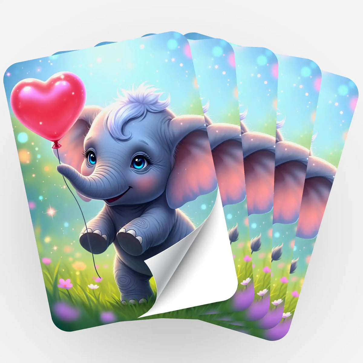 Picmondoo Sticker-Set mit süßem Elefanten und Herzballon als Zubehör für Diamond Painting und Bastelprojekte