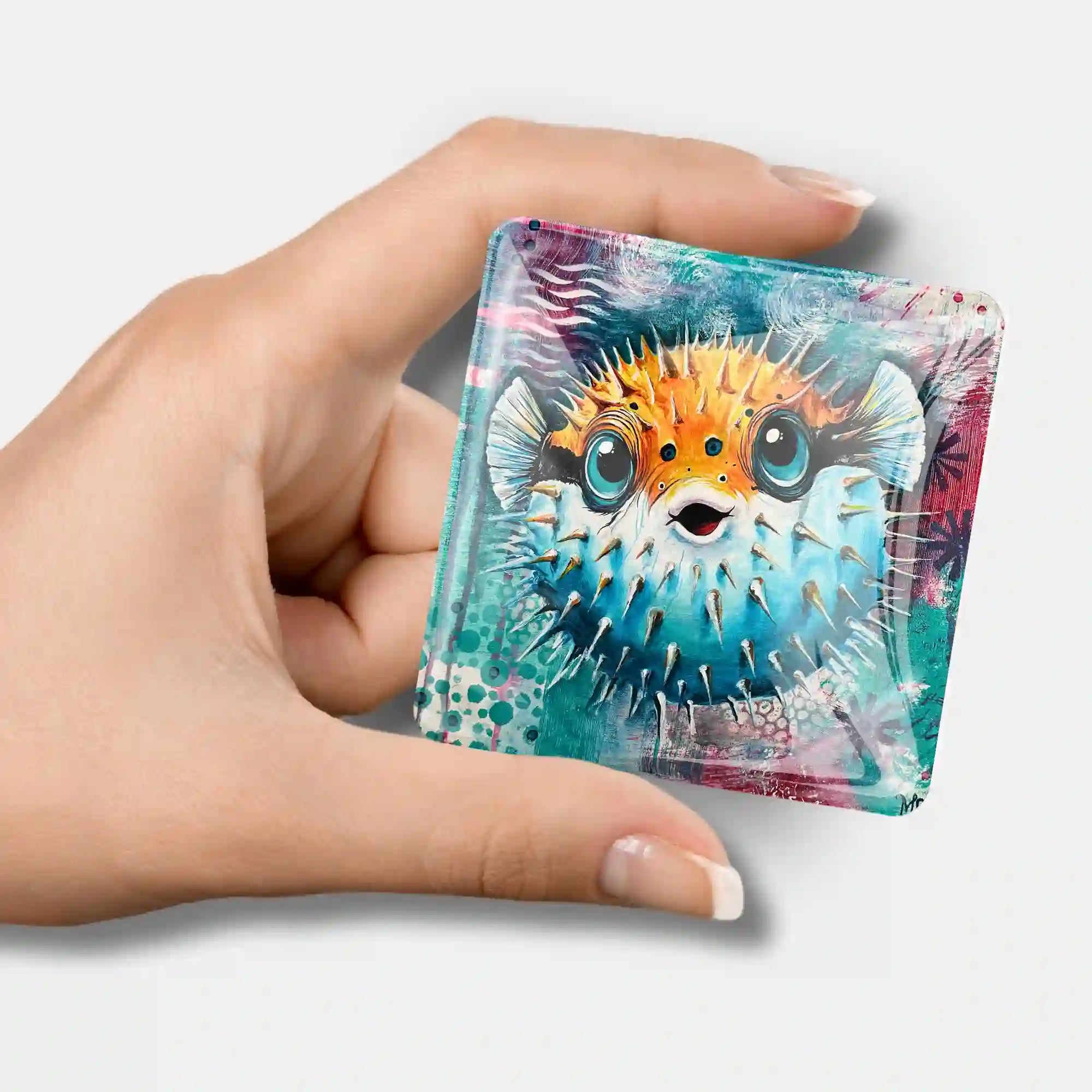 Bunter Kugelfisch-Cover Minder aus Glas für Diamond Painting Zubehör – starker Magnet zum Fixieren der Leinwand
