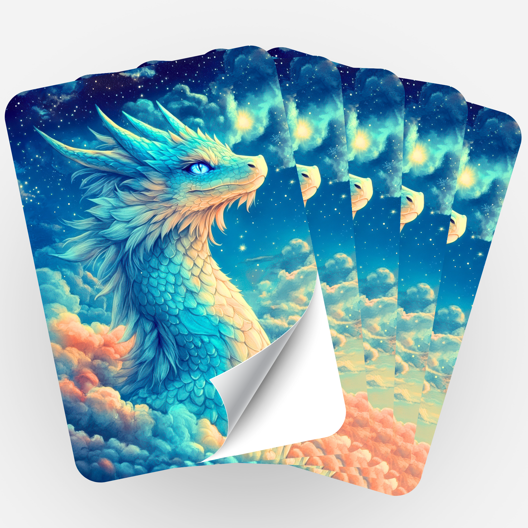 Aufkleber 5er-Set - Susen Pfifferling - Himmelsdrache Saphira