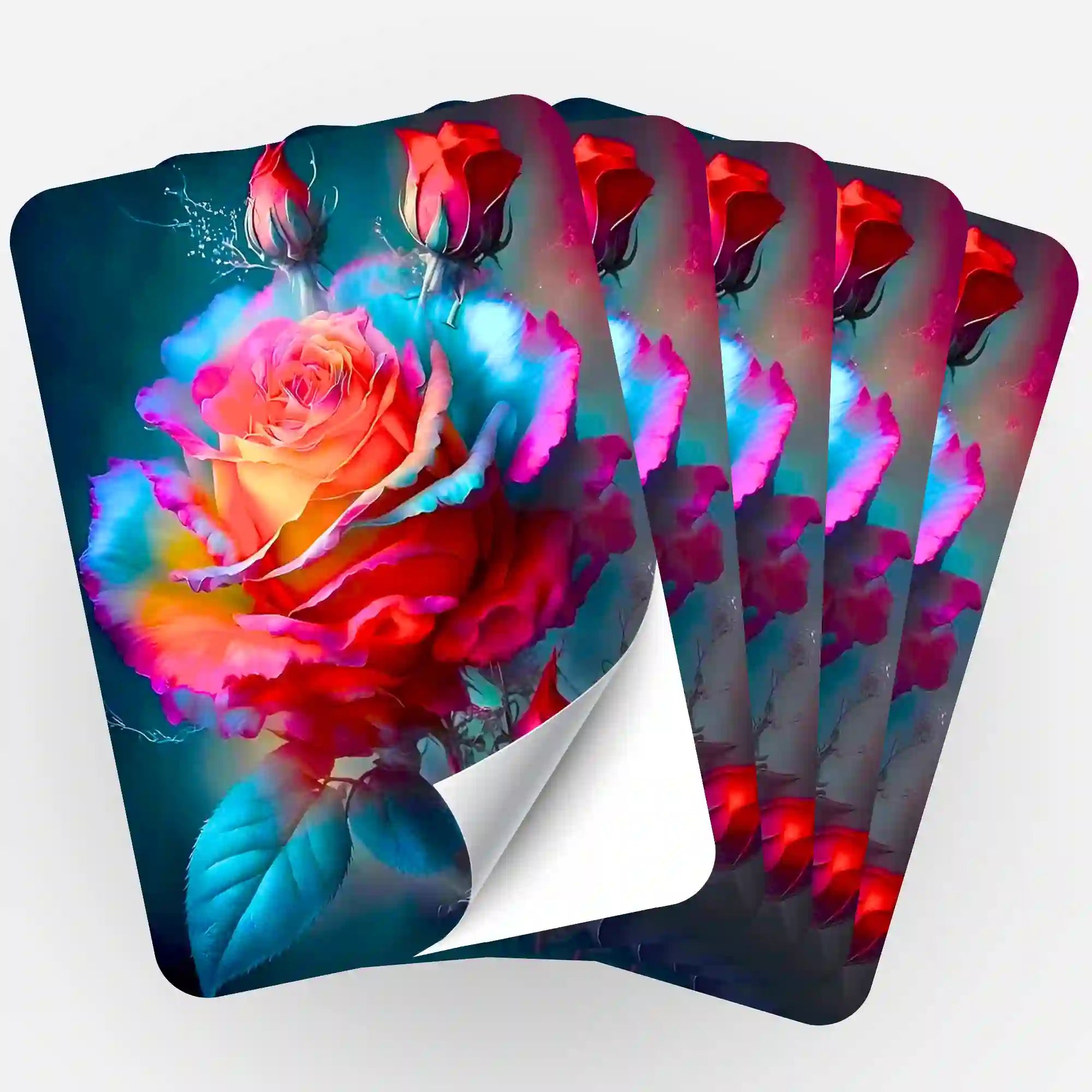 Aufkleber 5er-Set - Zarte Rosenblüte