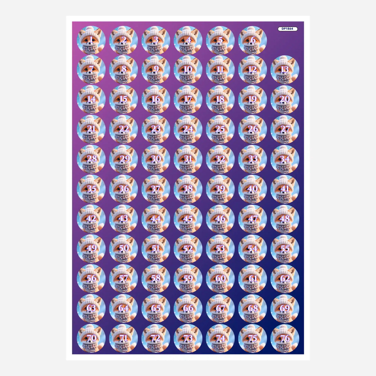 Tavi Döschenaufkleber zur übersichtlichen Organisation von Steinen für dein Diamond Painting Set mit 76 nummerierten Stickern