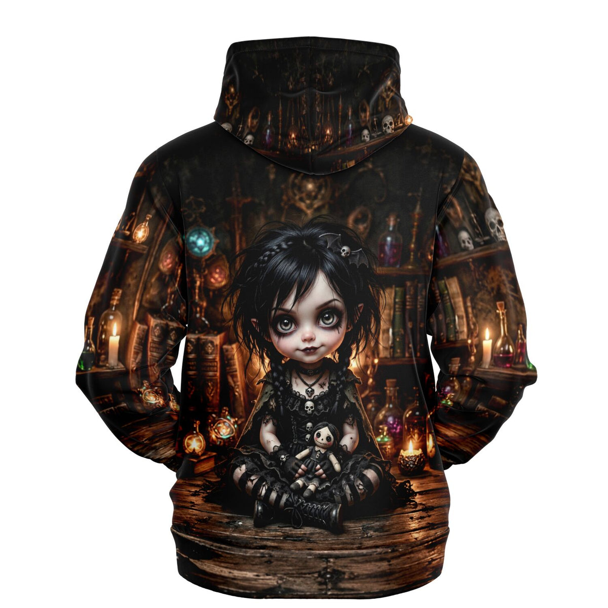 Dreamer Hoodie mit mystischem Gothic-Mädchen Motiv, dunkles Fantasy-Design passend zum Diamond Painting Stil, Kapuzenpullover