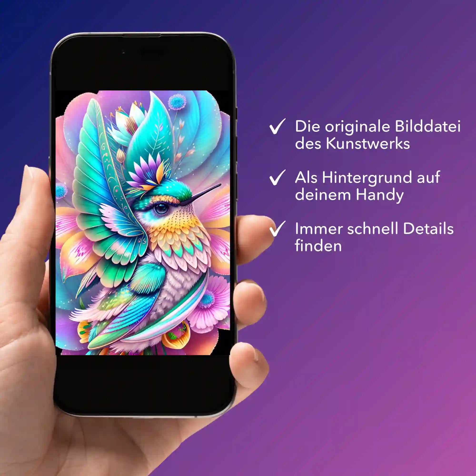Digitale Bildmappe - Kolibri im Blütenkelch