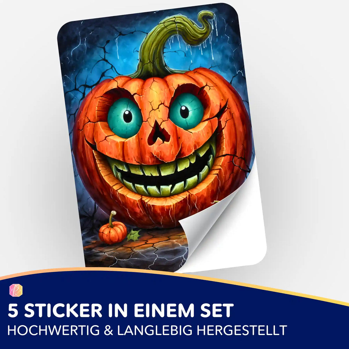 5er-Set Aufkleber mit Kürbis-Motiv Lächeln mit Nebenwirkungen für Diamond Painting und Malen nach Zahlen Organisation