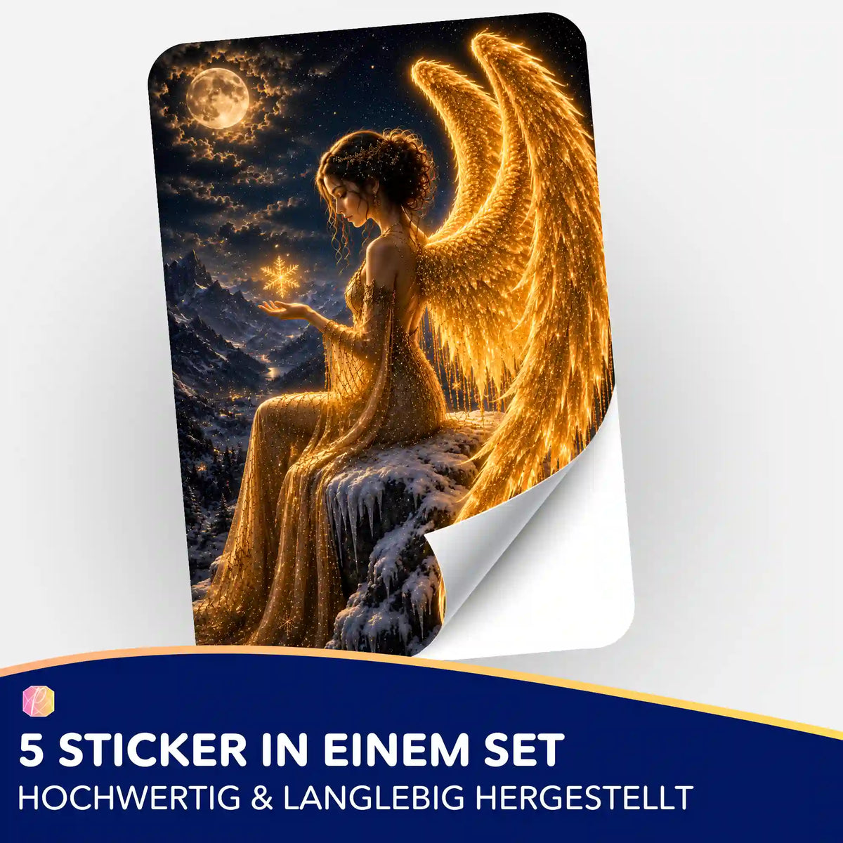 Picmondoo Sticker-Set Wo das Licht erwacht mit Engel-Motiv zur Organisation von Diamond Painting und Malen nach Zahlen