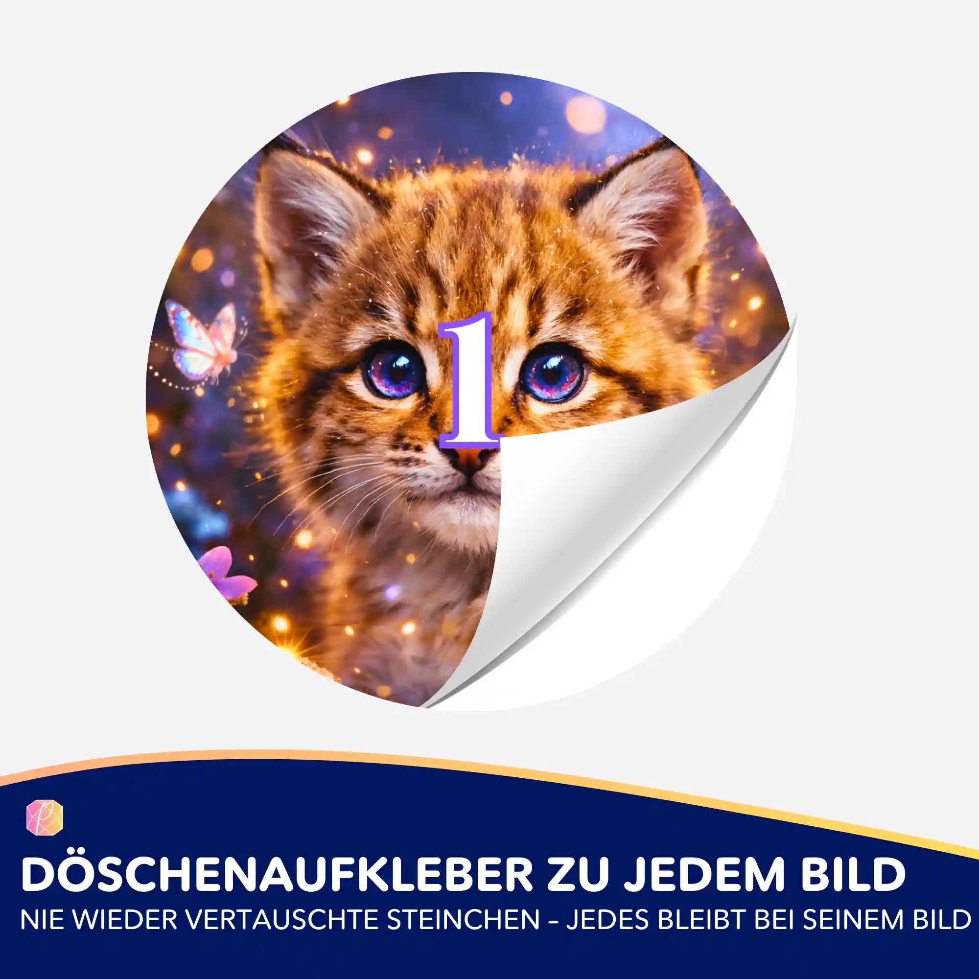 Döschenaufkleber mit Katzen-Motiv für Diamond Painting zur übersichtlichen Sortierung der Diamanten beim Basteln