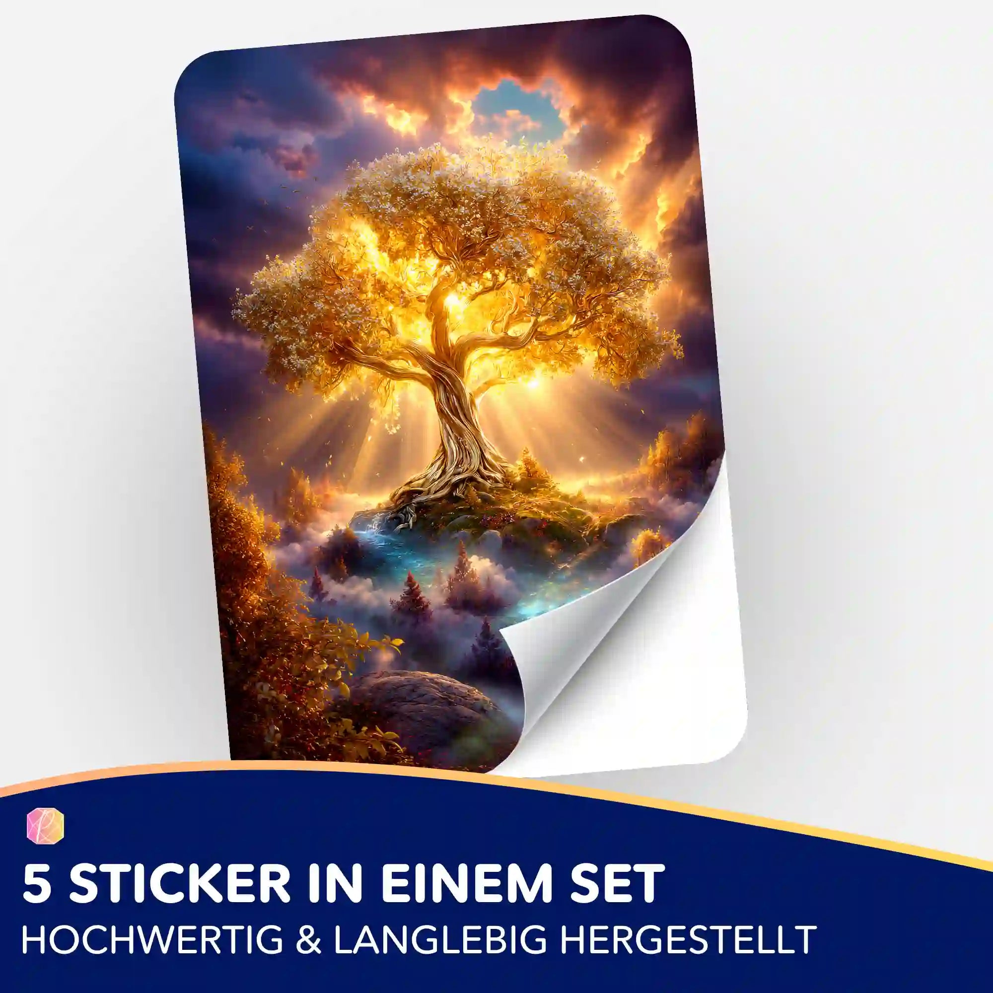 Aufkleber 5er-Set - Der goldene Weltenbaum