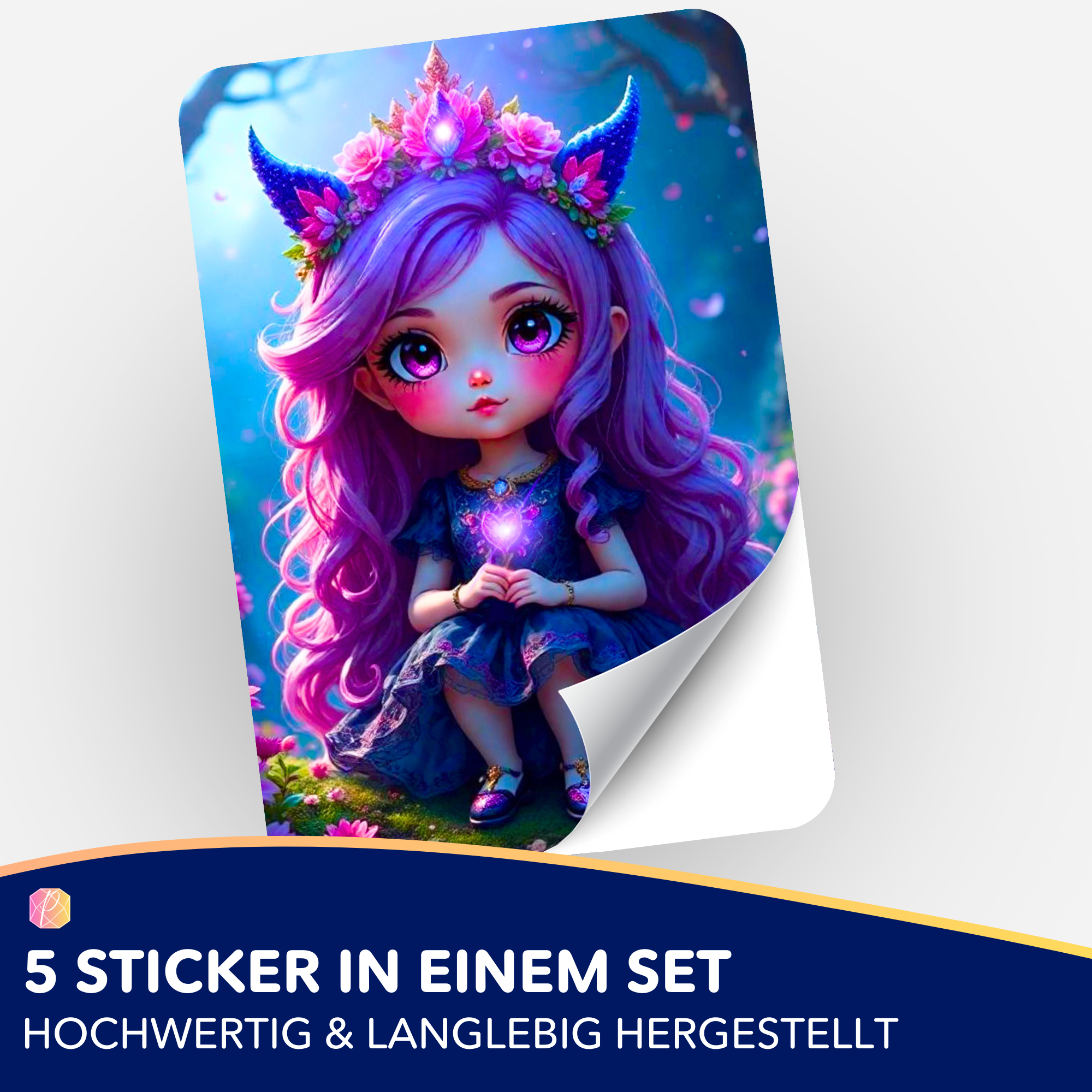 Aufkleber 5er-Set - Little Violett