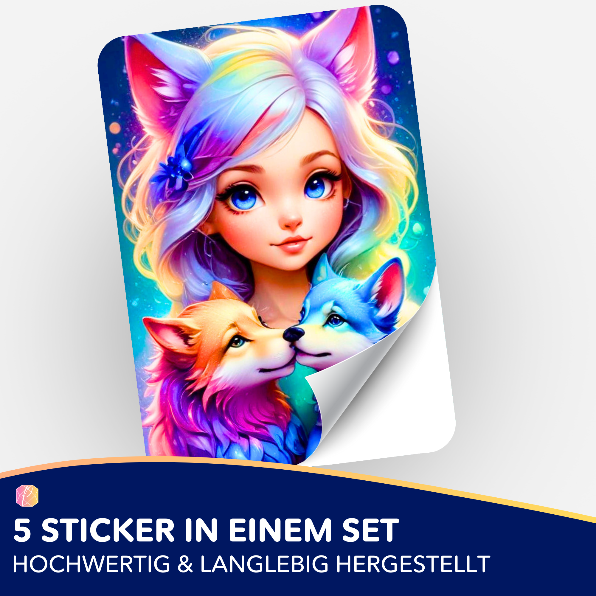 Aufkleber 5er-Set - Moni´s Special - Wolfmädchen Finja