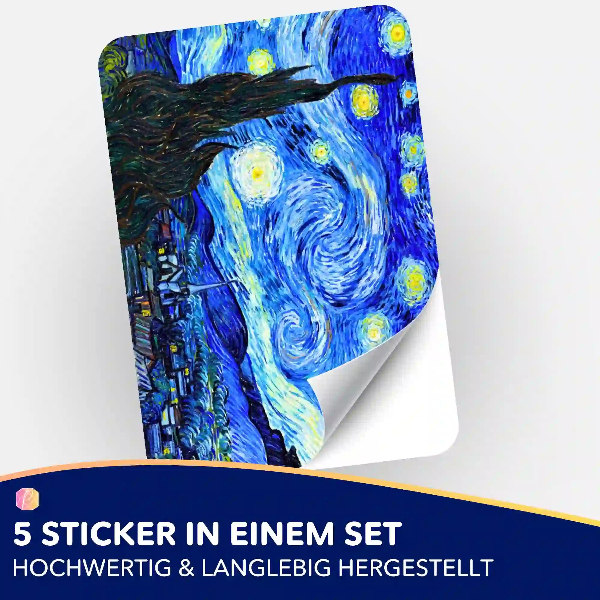 Aufkleber 5er-Set - Van Gogh "Sternennacht"