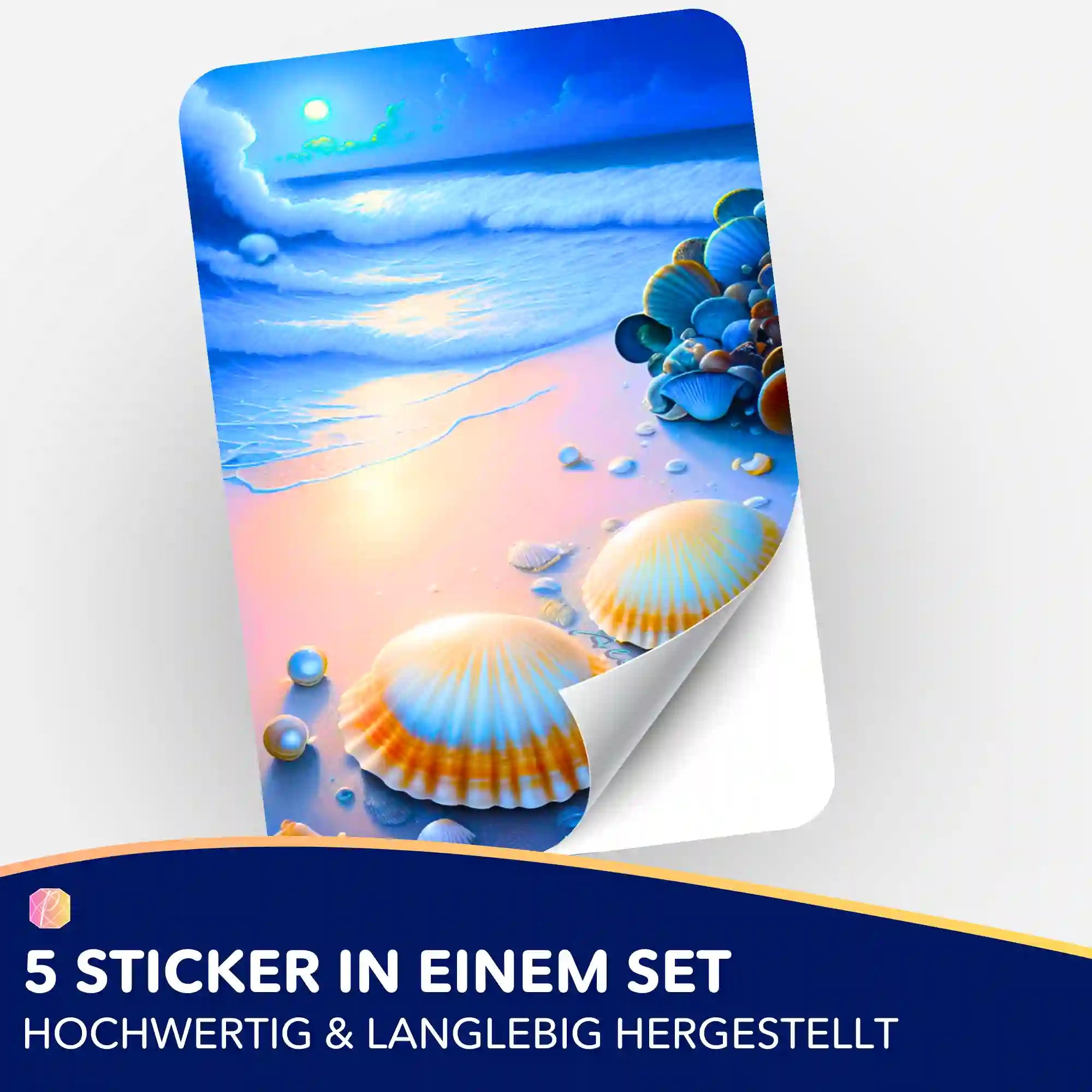 Aufkleber 5er-Set - Strand im Nachtglanz