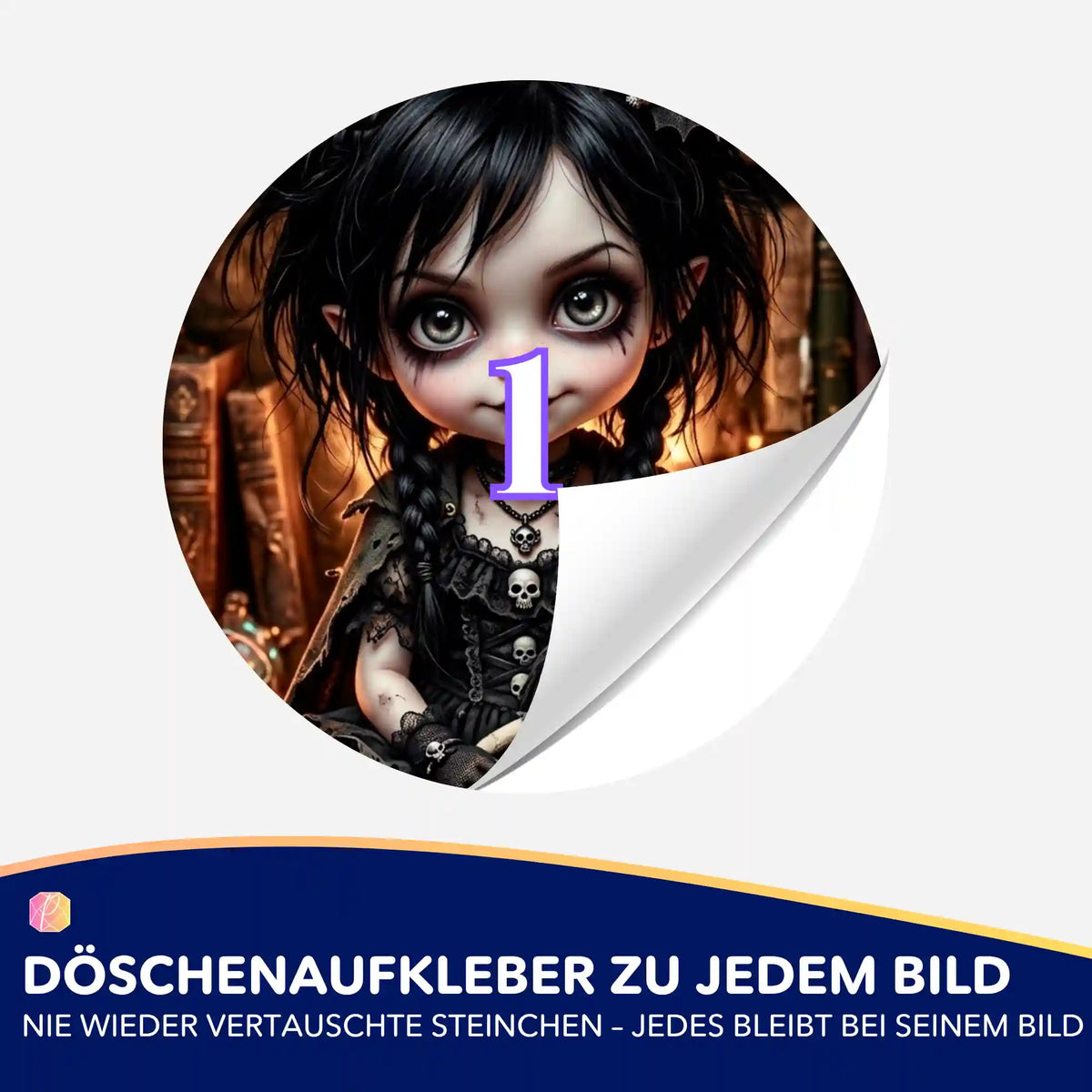 Döschenaufkleber Little Mistelchen für Diamond Painting als praktische Organisationshilfe zur Steine-Sortierung