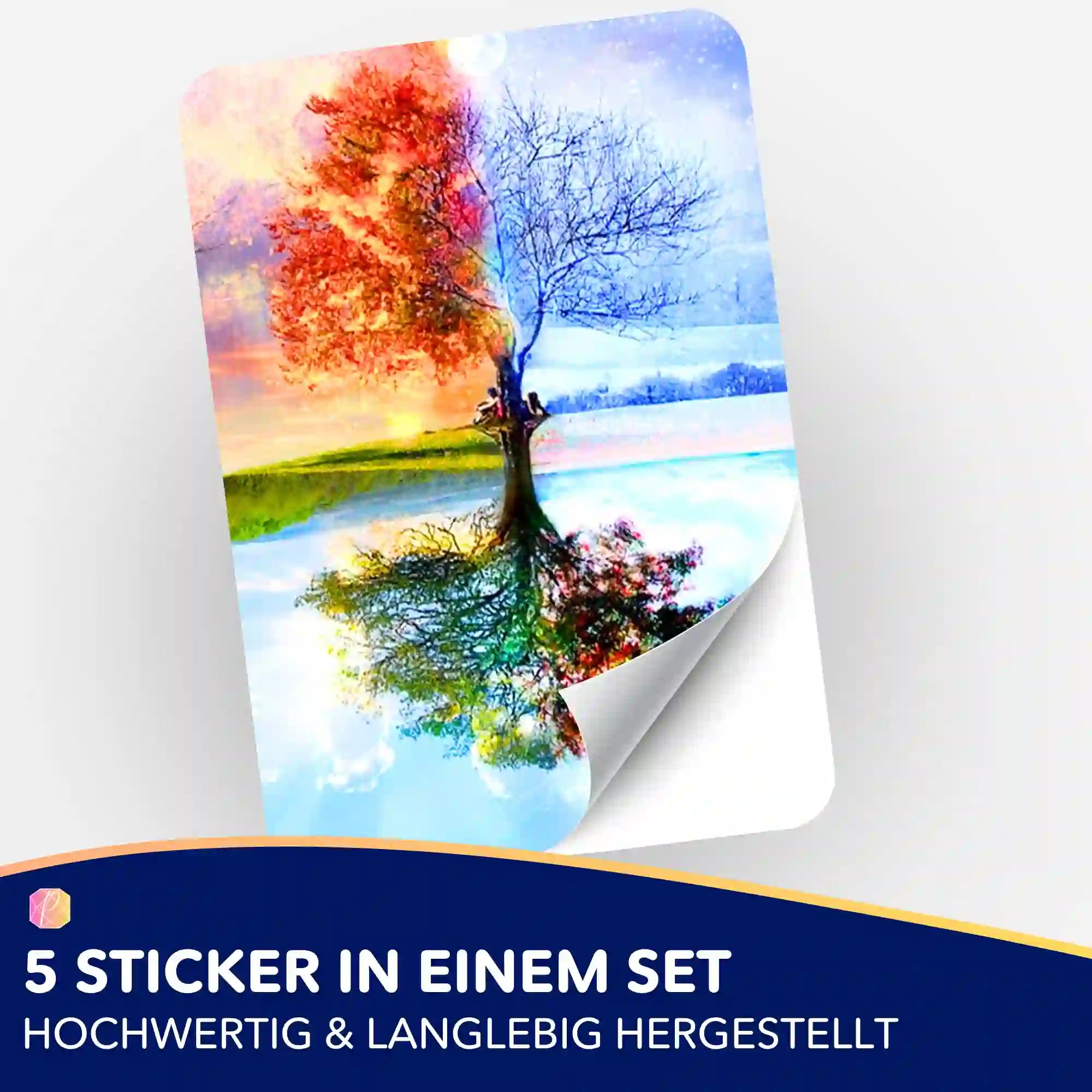 Aufkleber 5er-Set - Baum der 4 Jahreszeiten MINI