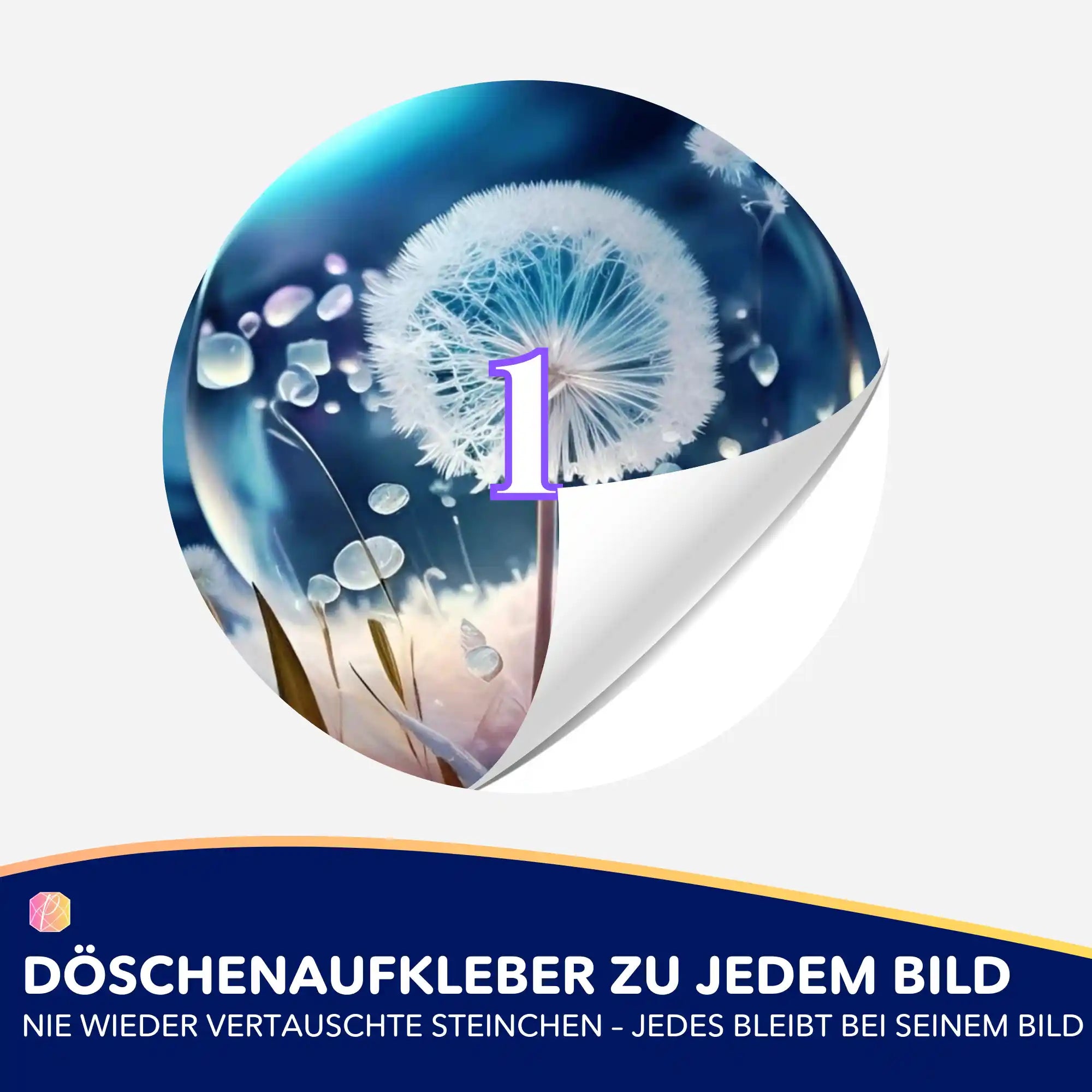 Döschenaufkleber - Pusteblume Eiskristall