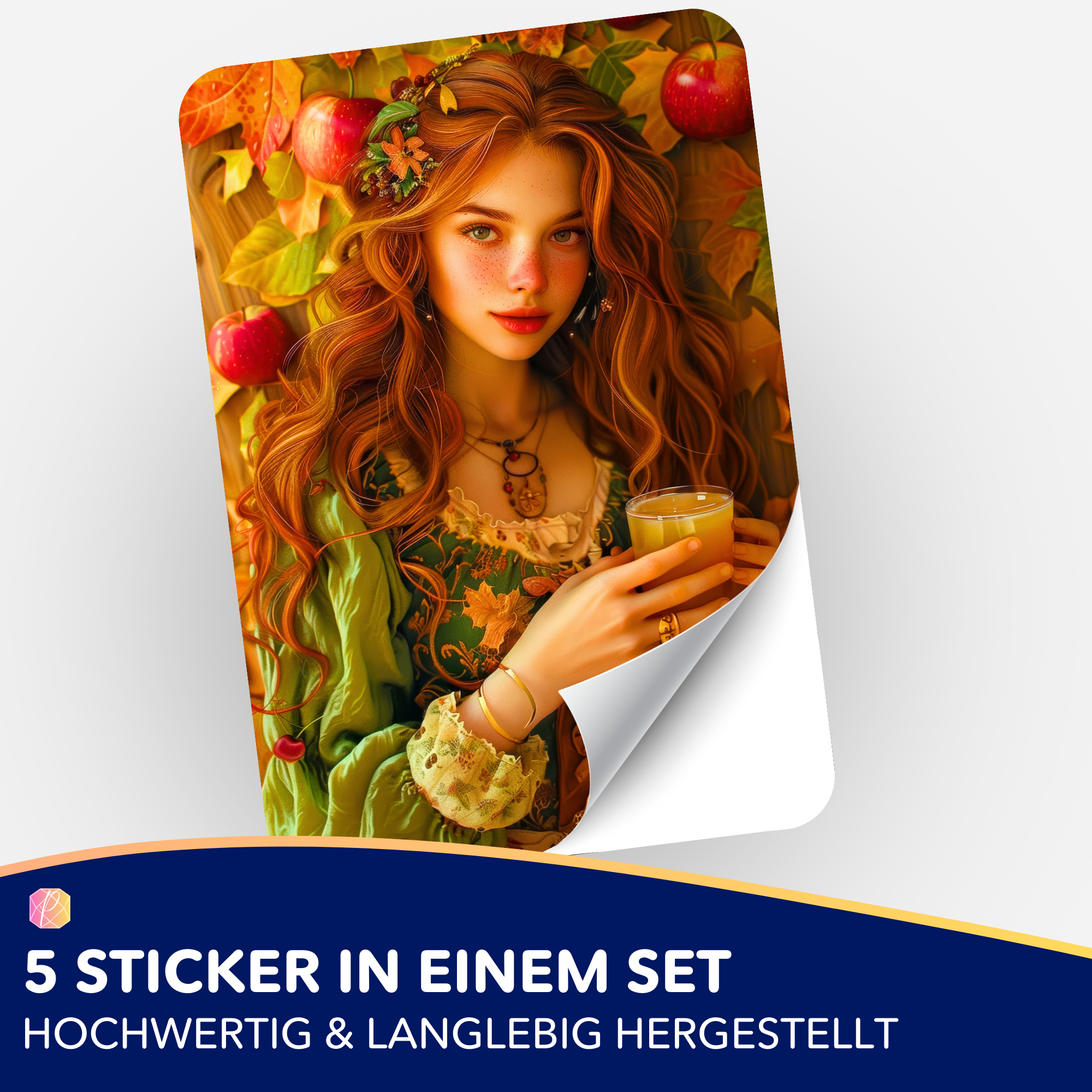Aufkleber 5er-Set - Susen Pfifferling - Apfelmädchen Ruby