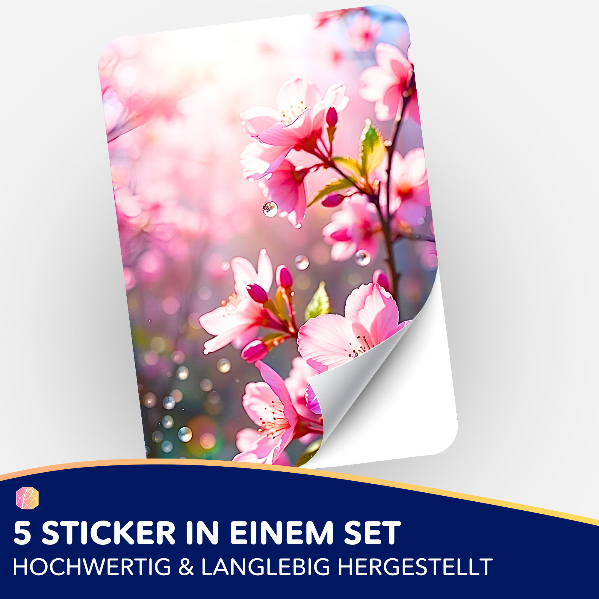 Aufkleber 5er-Set - Zarte Kirschblüten