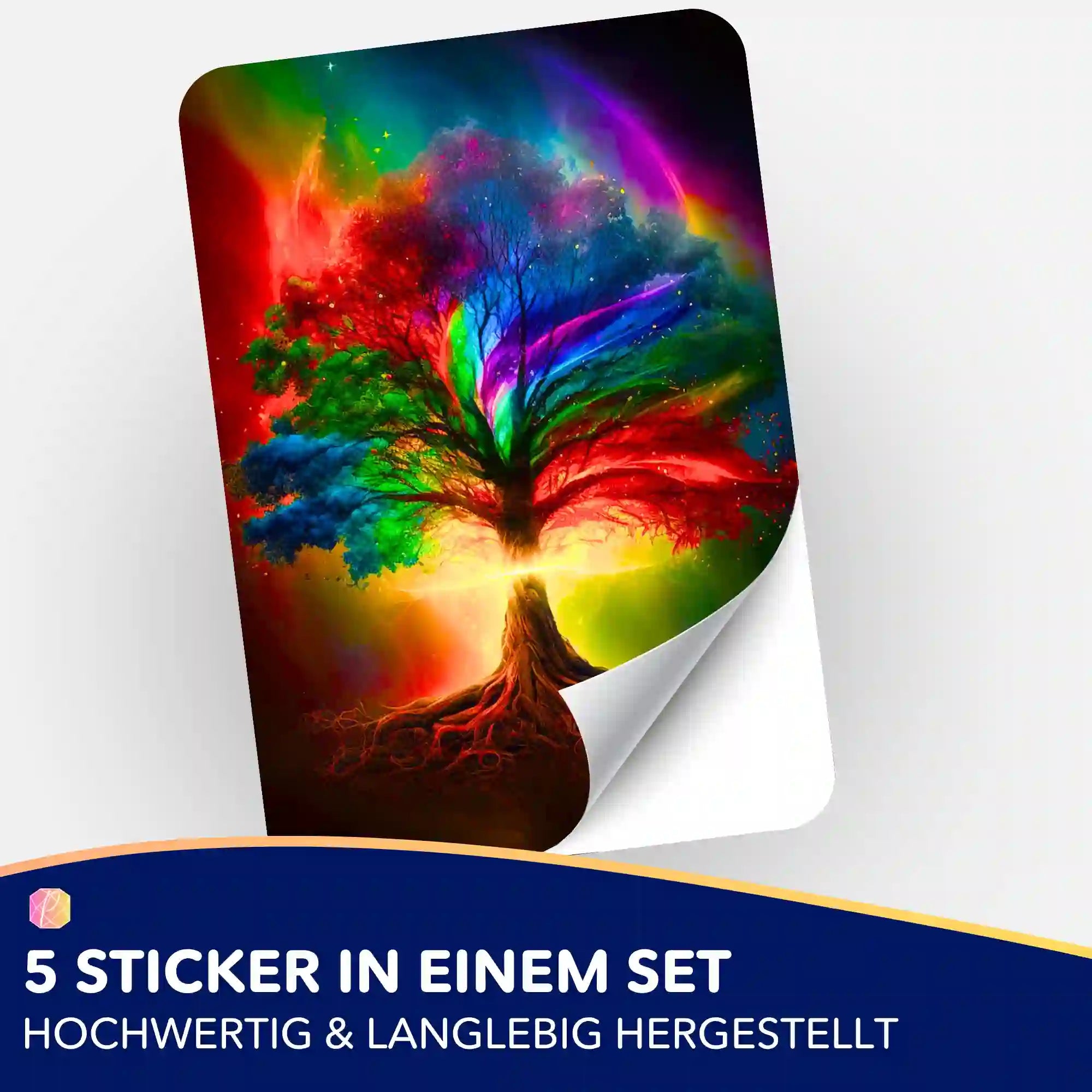 Aufkleber 5er-Set - Lebensbaum der tausend Farben