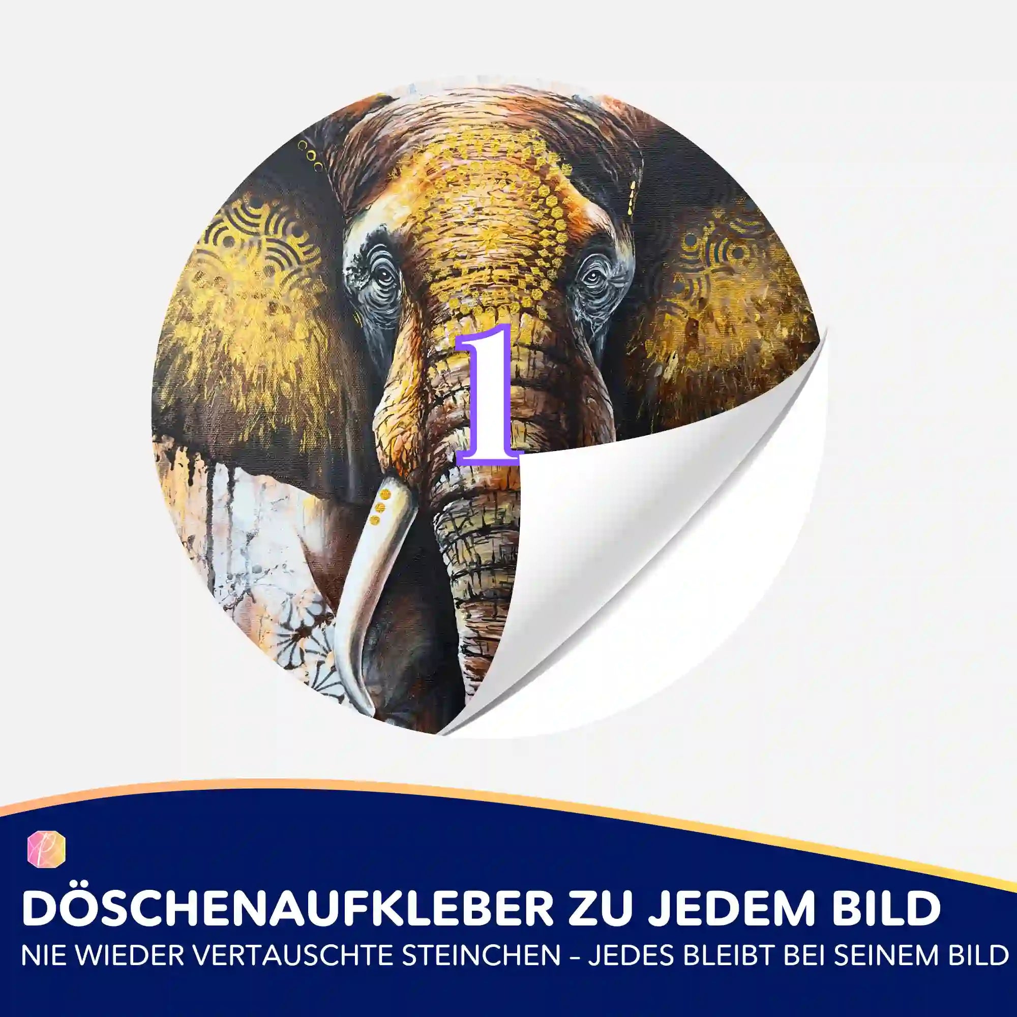 Döschenaufkleber für Diamond Painting mit Elefanten-Motiv zur Sortierung von Diamanten Painting Steinchen