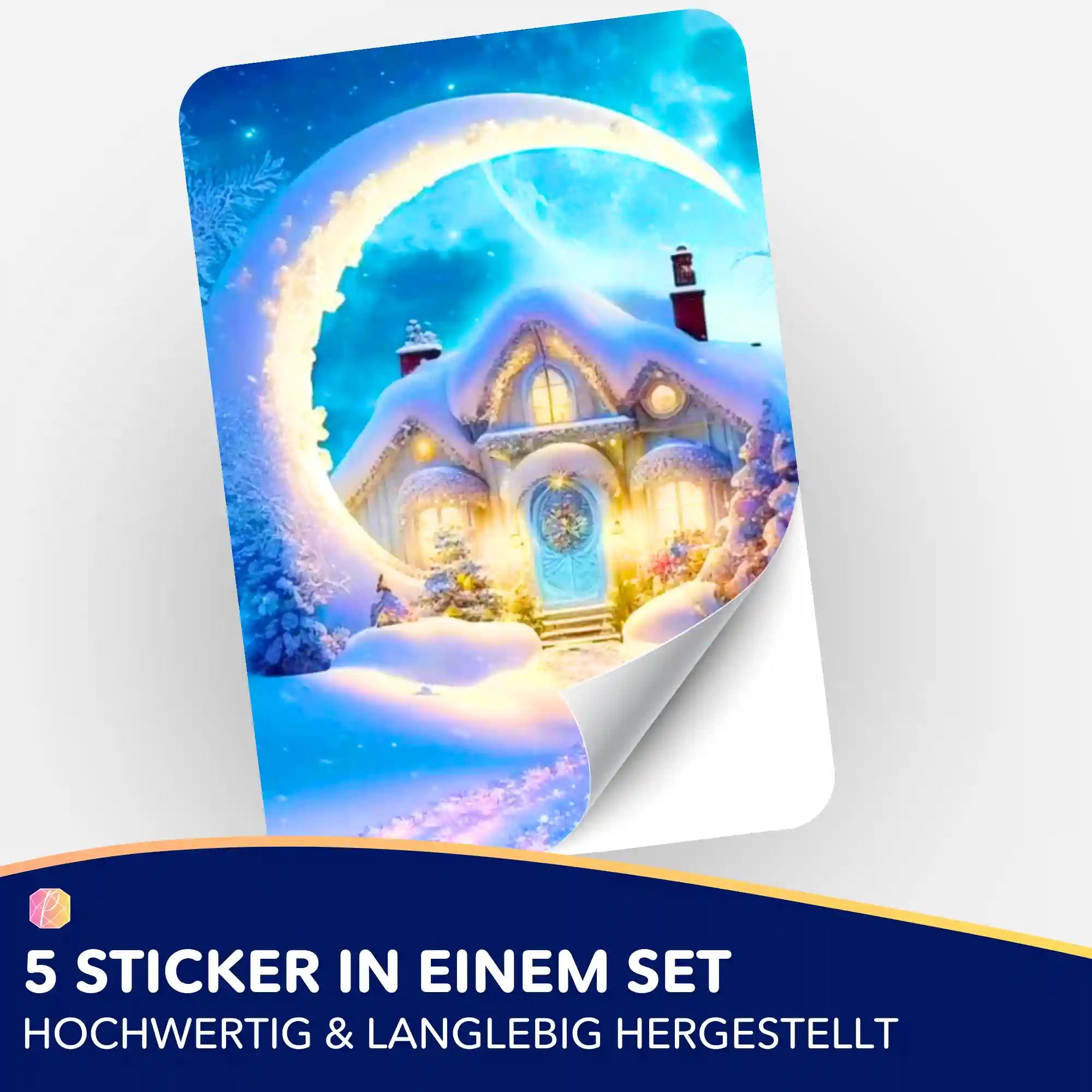 Aufkleber 5er-Set - Moon and Snow