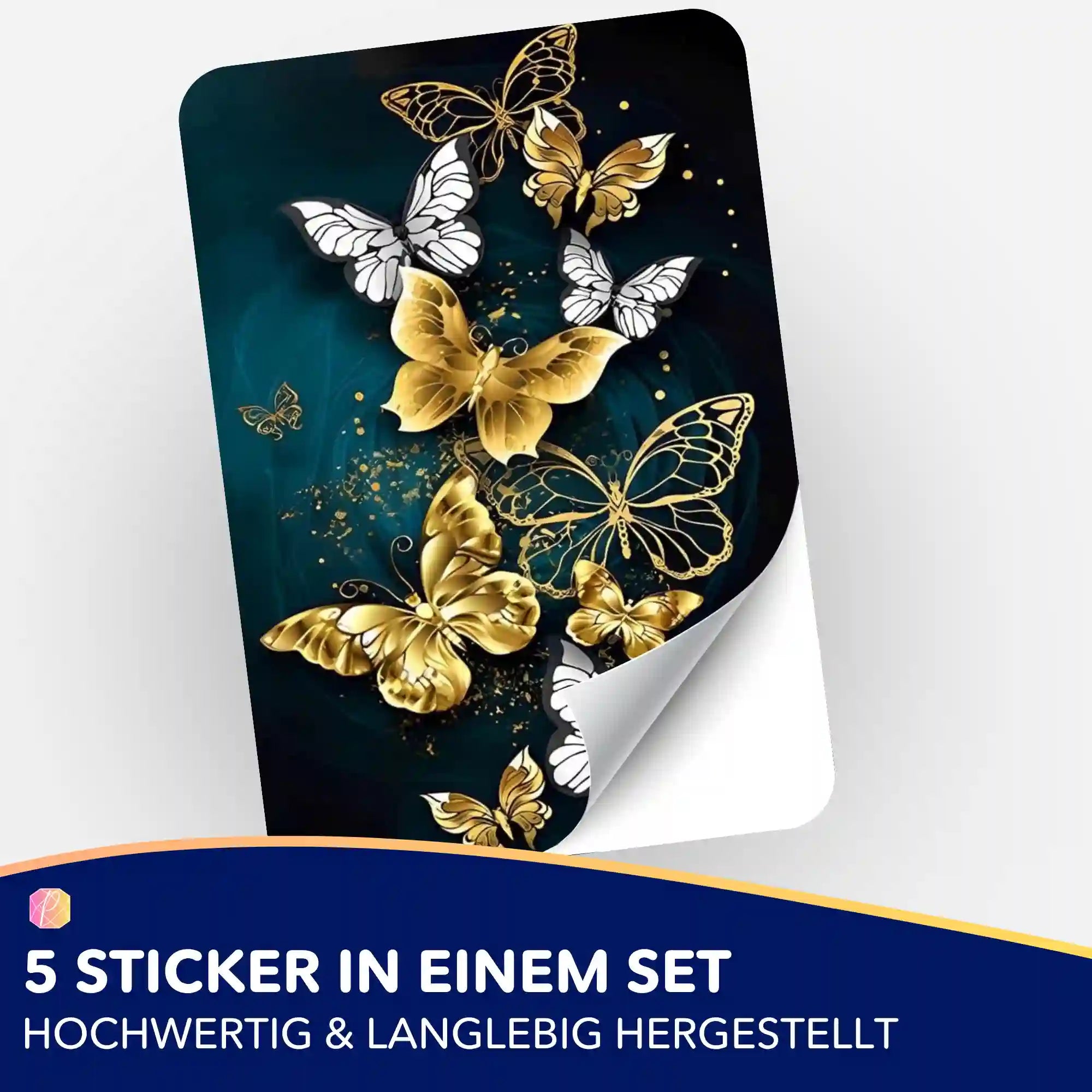 Aufkleber 5er-Set - Goldene Schmetterlinge