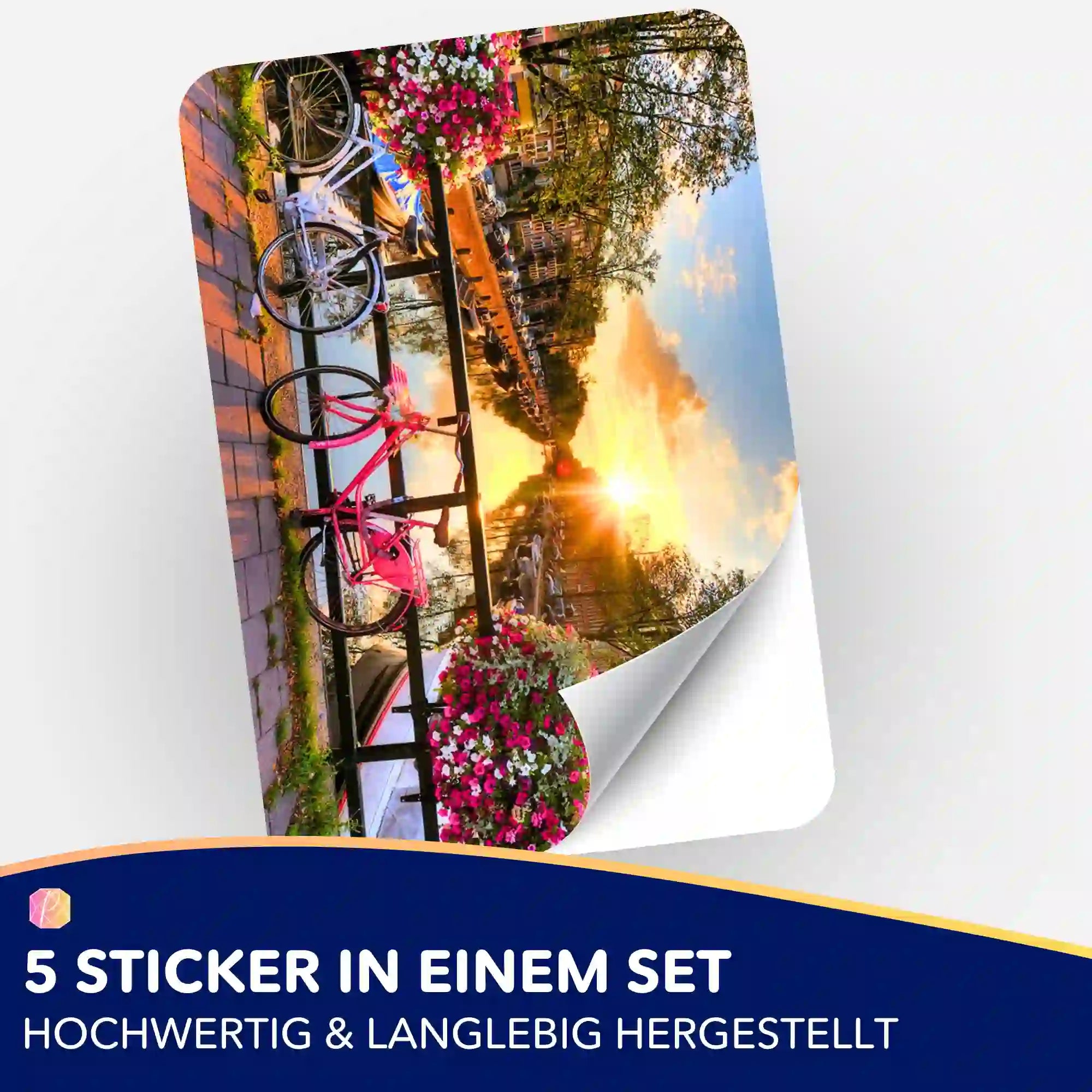Aufkleber 5er-Set - Sonnenuntergang in Amsterdam