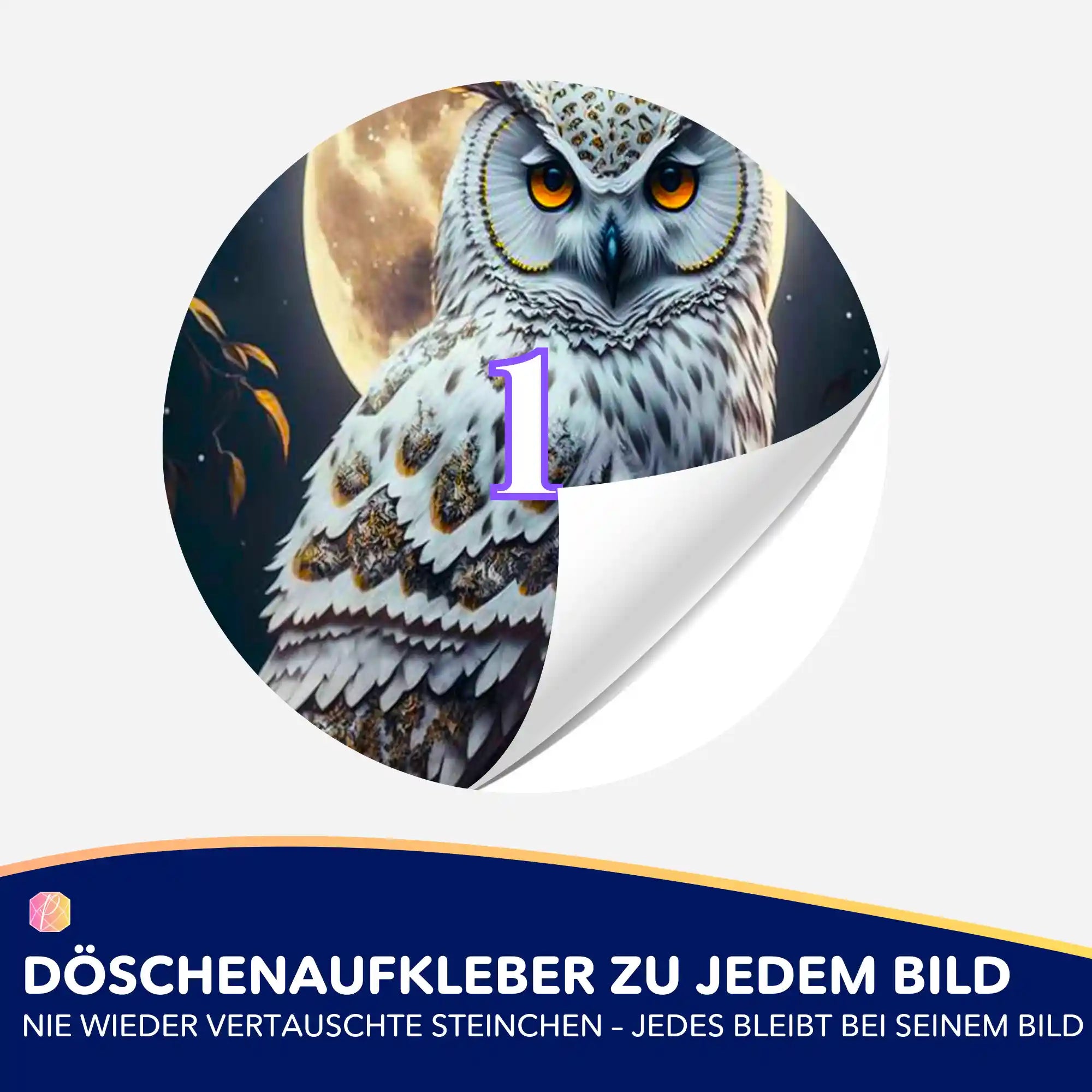Döschenaufkleber - Eule im Mondschein