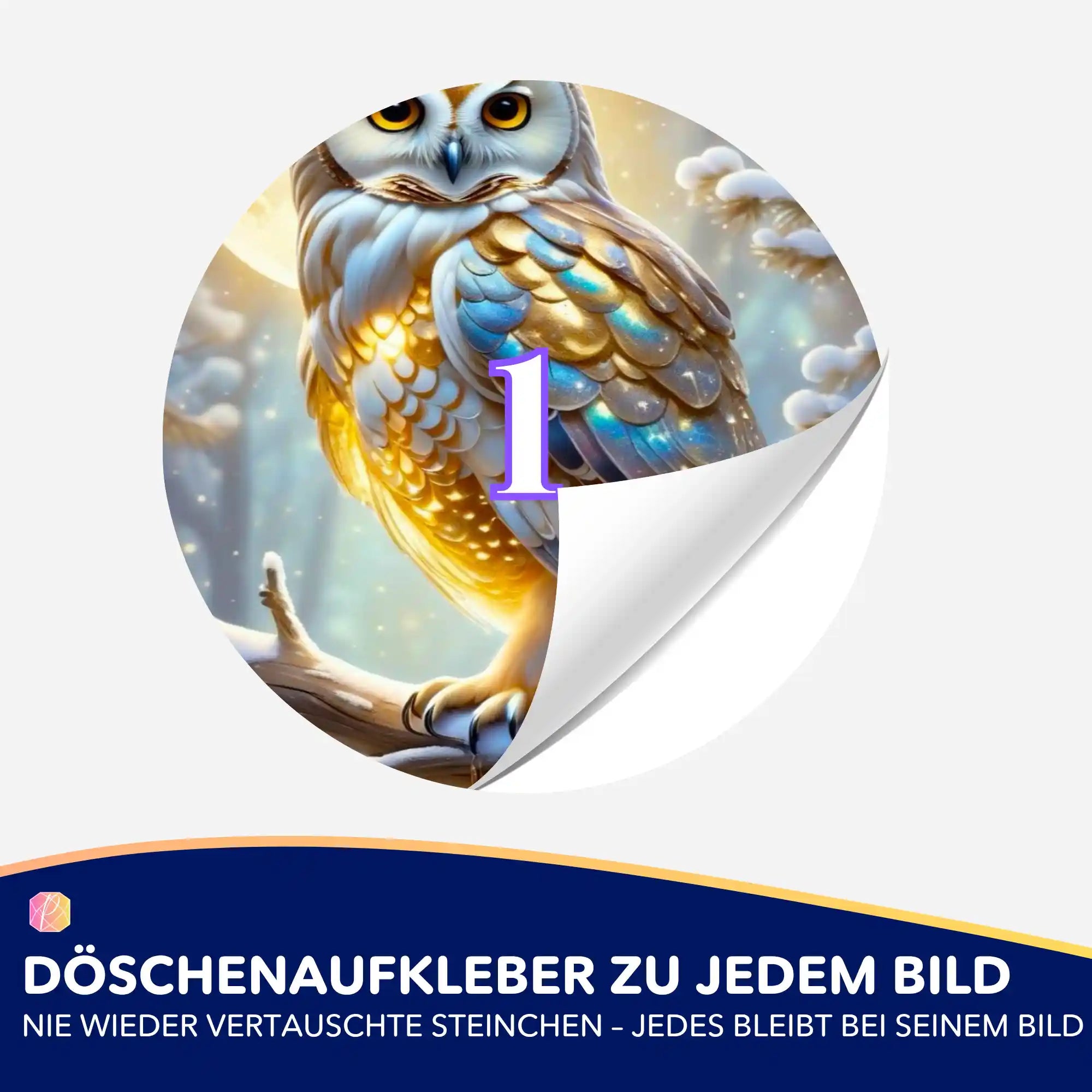 Döschenaufkleber - Goldene Schneeeule