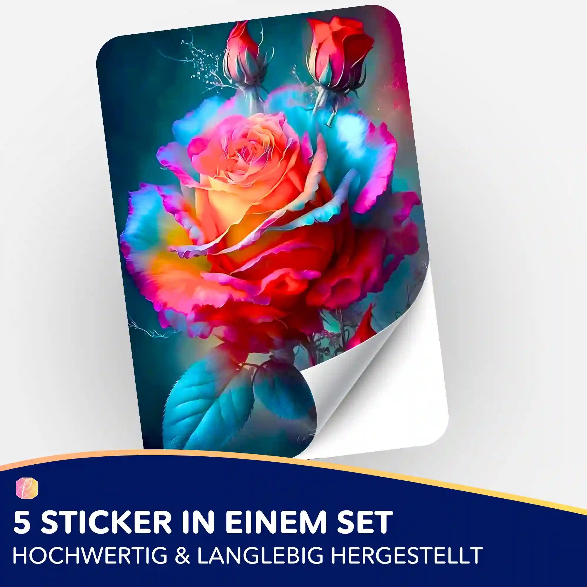 Aufkleber 5er-Set - Zarte Rosenblüte