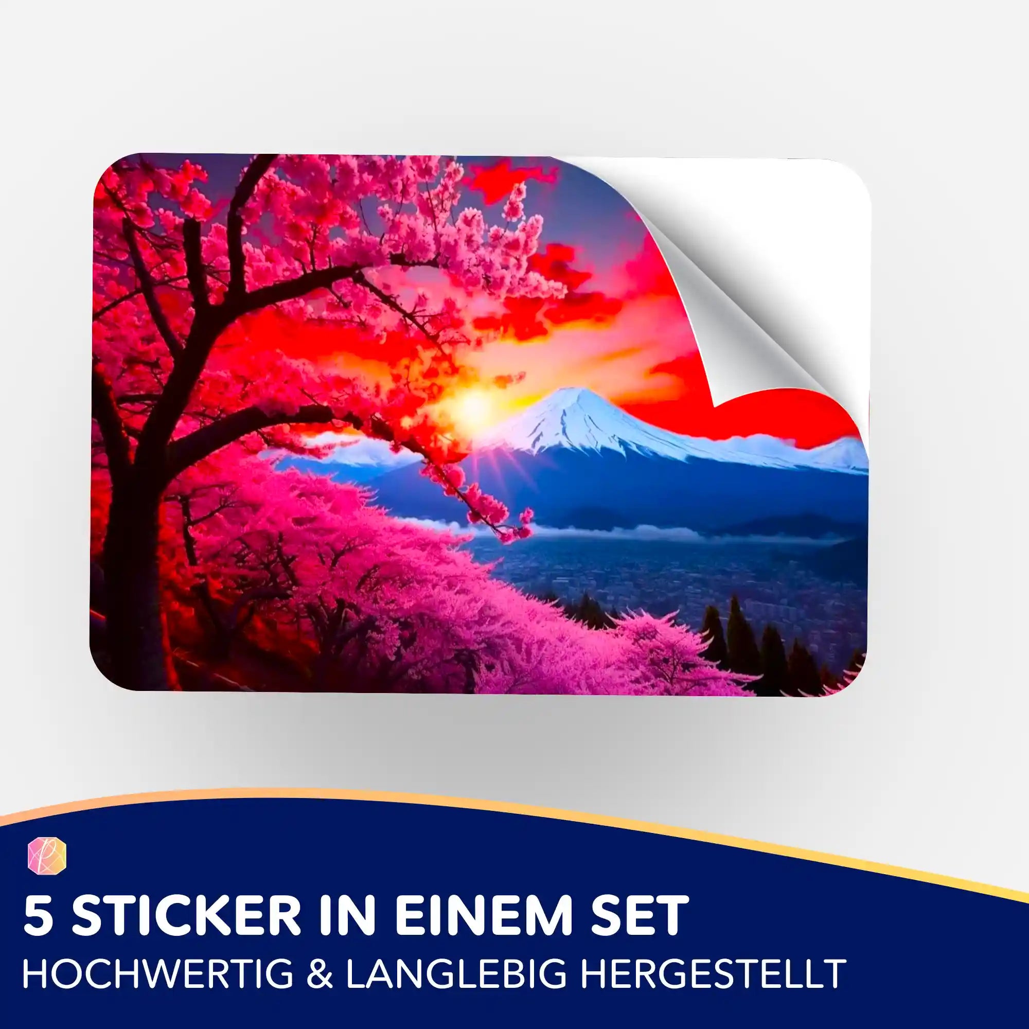 Aufkleber 5er-Set - Berg der Kirschblüten