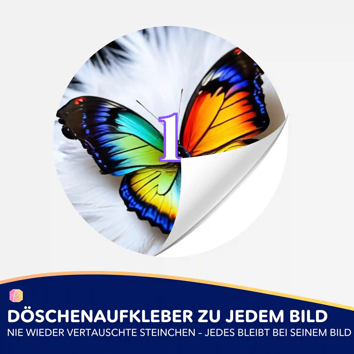 Bunter Schmetterlings-Döschenaufkleber mit Nummer 1 für Diamond Painting Zubehör zur Ordnung der Diamanten