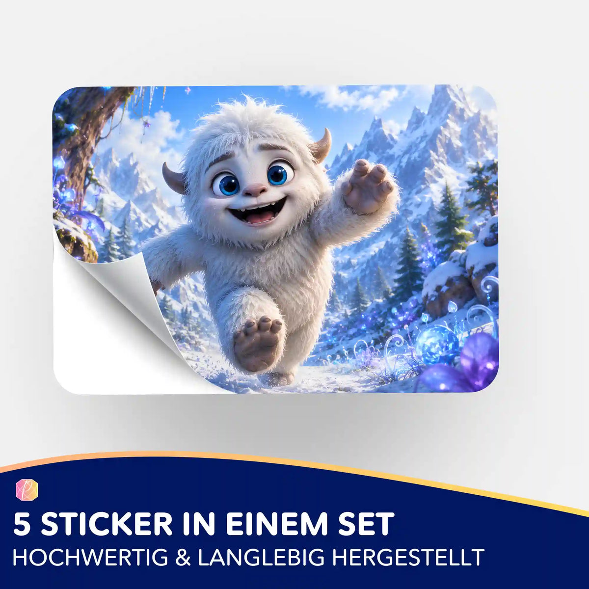 Picmondoo 5er-Aufkleber-Set mit süßem Yeti-Motiv für Diamond Painting Fans zur Organisation deiner DIY-Projekte
