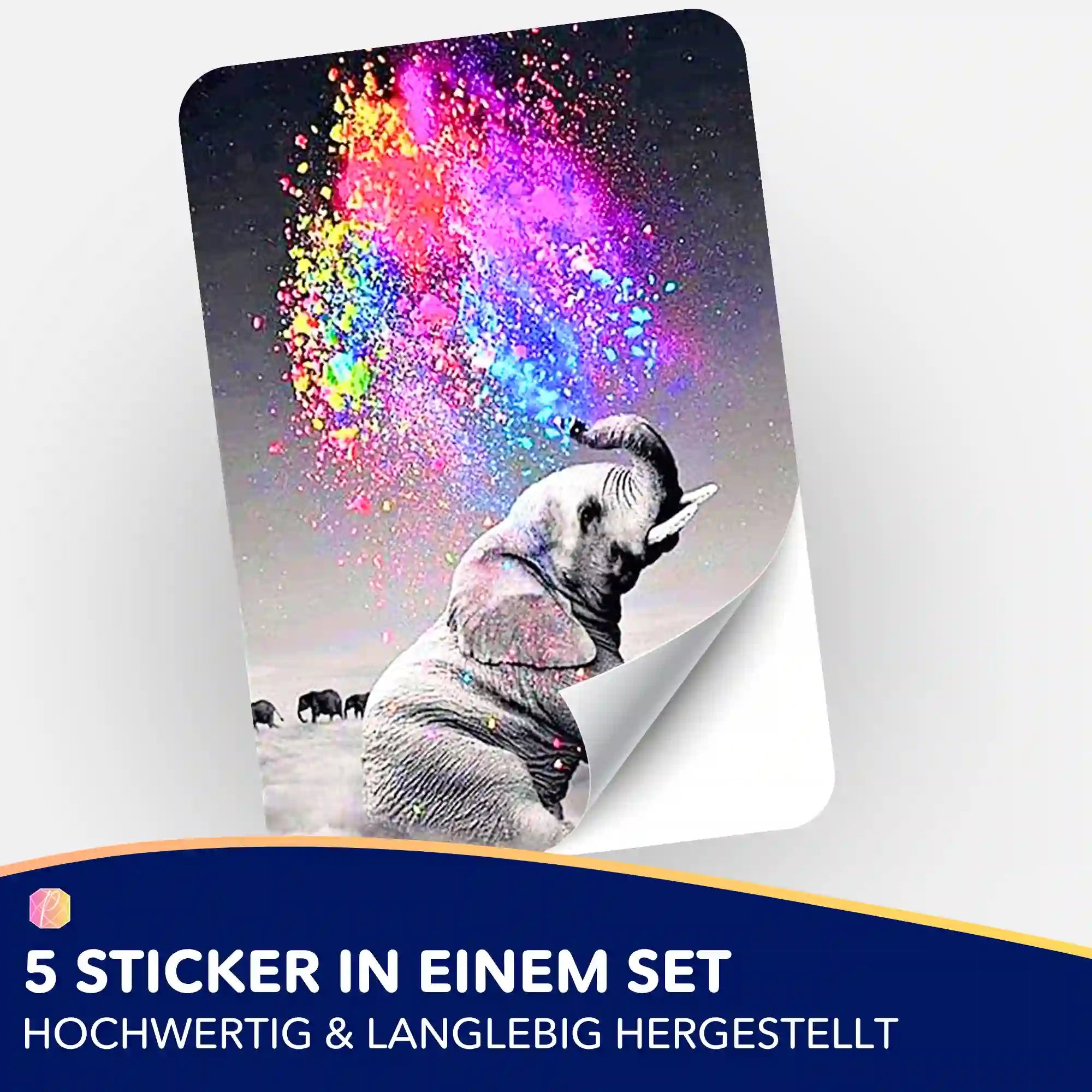 Aufkleber 5er-Set - Elefant "Farbenspiel"