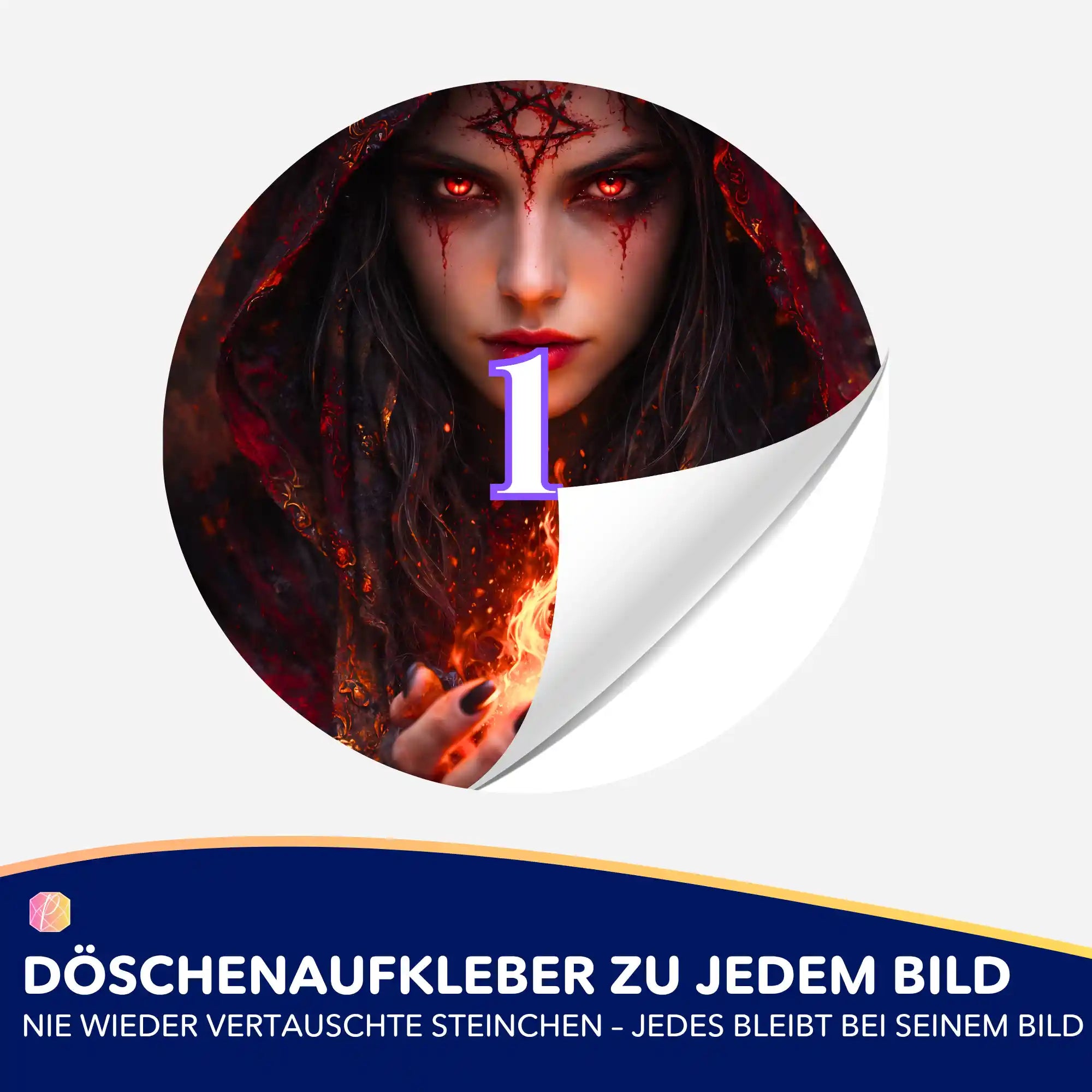 Döschenaufkleber Lilith Motiv zur Organisation von Diamond Painting Steinchen – für dein Picmondoo Zubehör