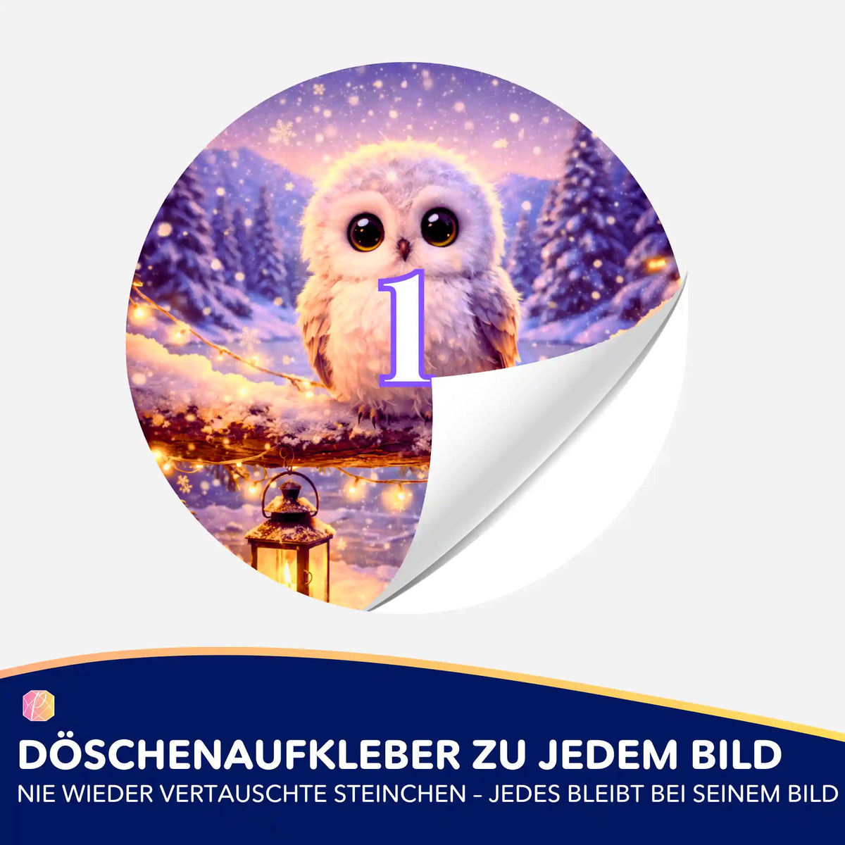 Döschenaufkleber mit Eulen-Motiv für Diamond Painting Zubehör zur einfachen Sortierung der Diamanten Steinchen.