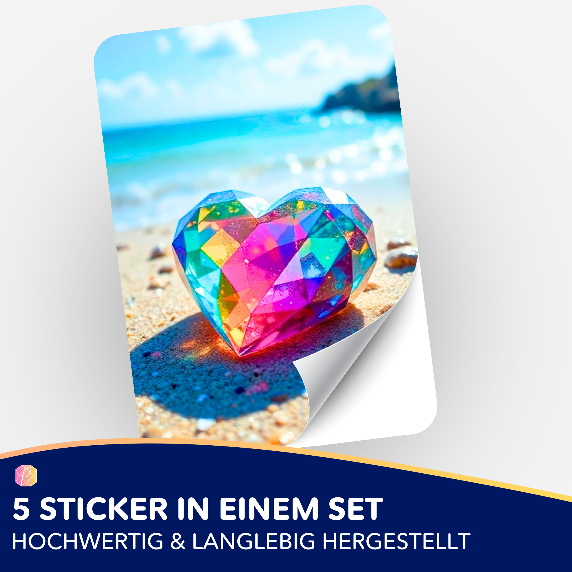 Aufkleber 5er-Set - Crystal Heart